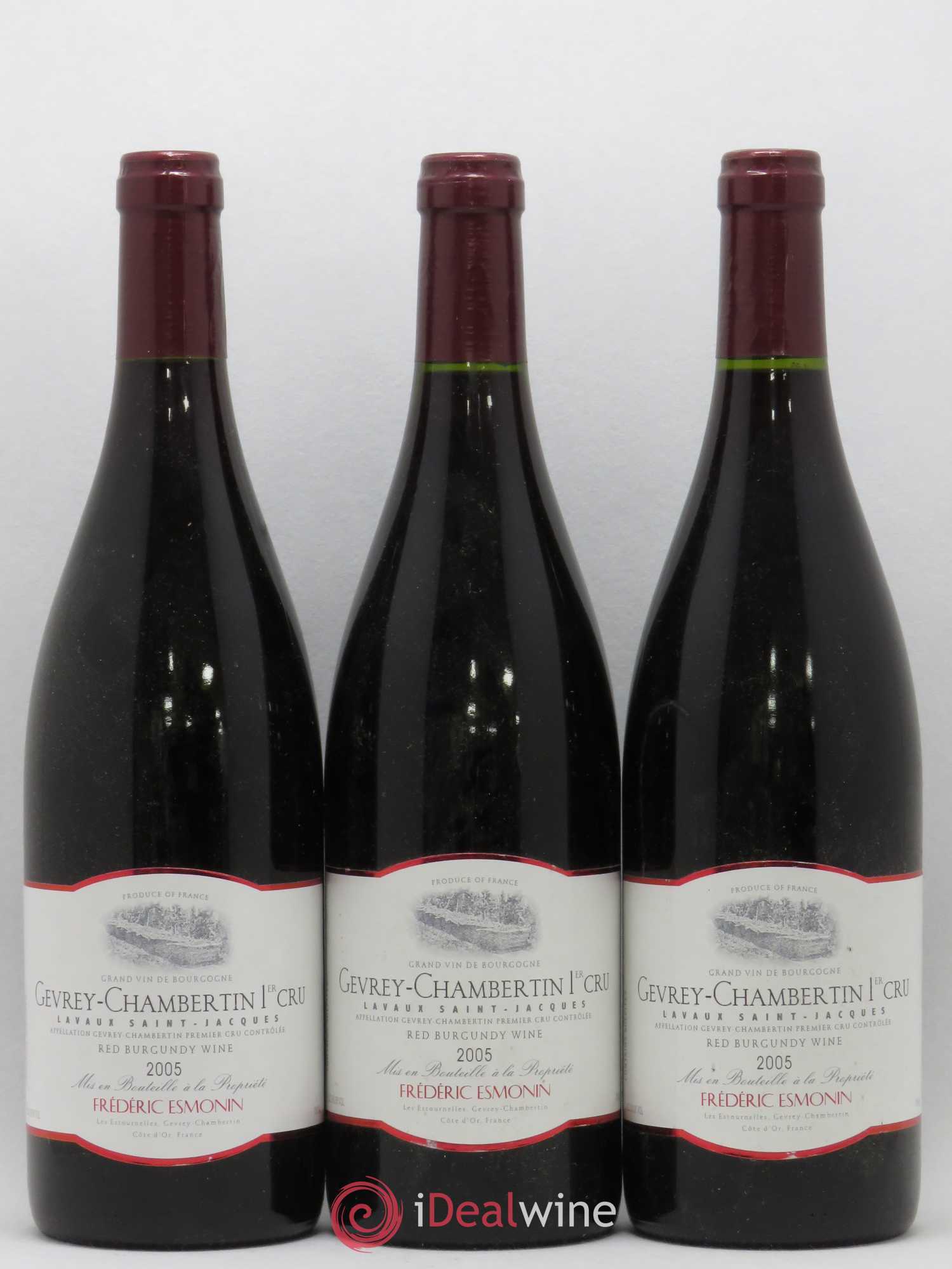 Gevrey-Chambertin 1er Cru Lavaux Saint Jacques Frederic Esmonin 2005 - Posten von 3 Flaschen - 0