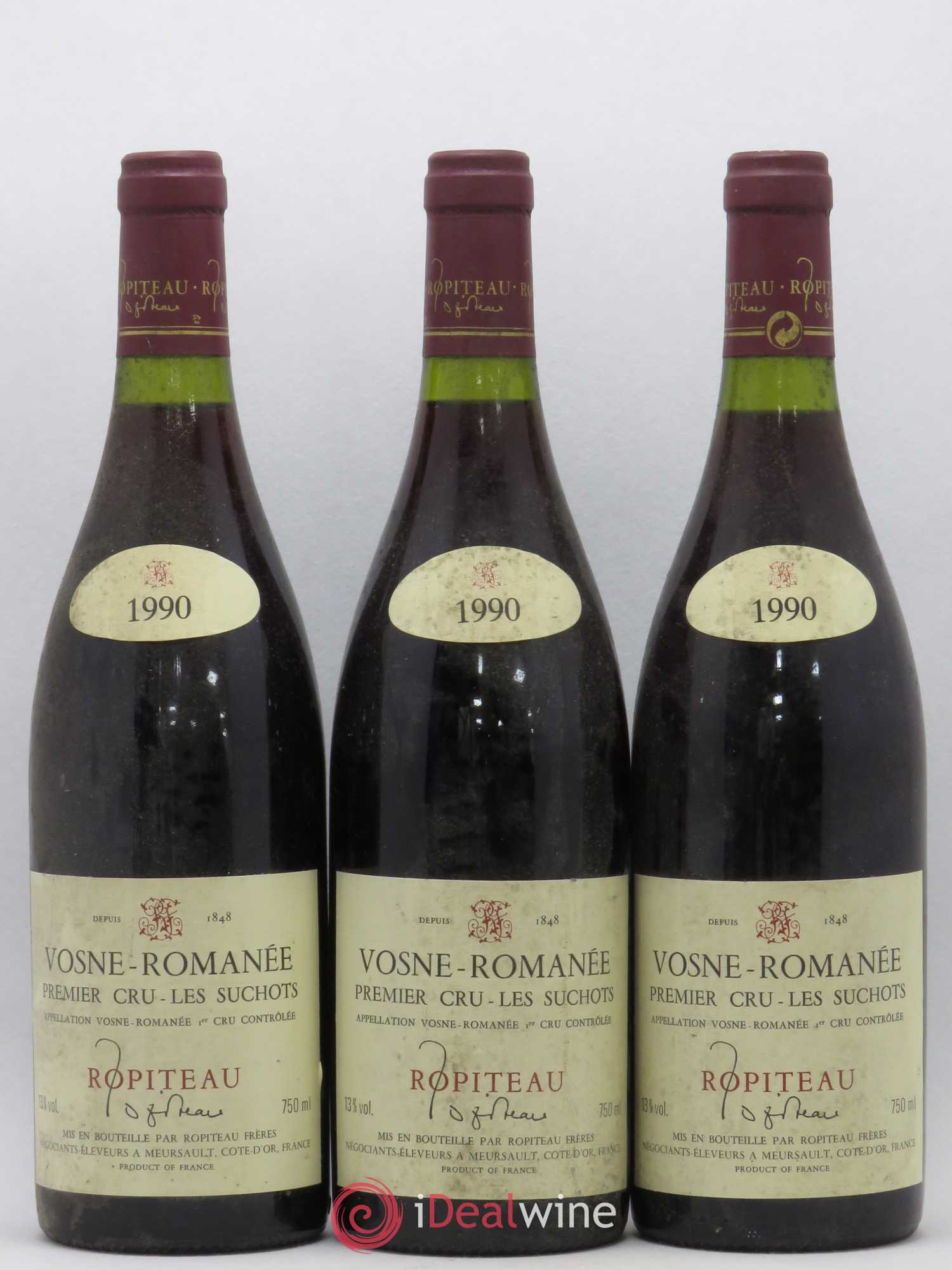 Vosne-Romanée 1er Cru Les Suchots Ropiteau 1990 - Lot de 3 bouteilles - 0
