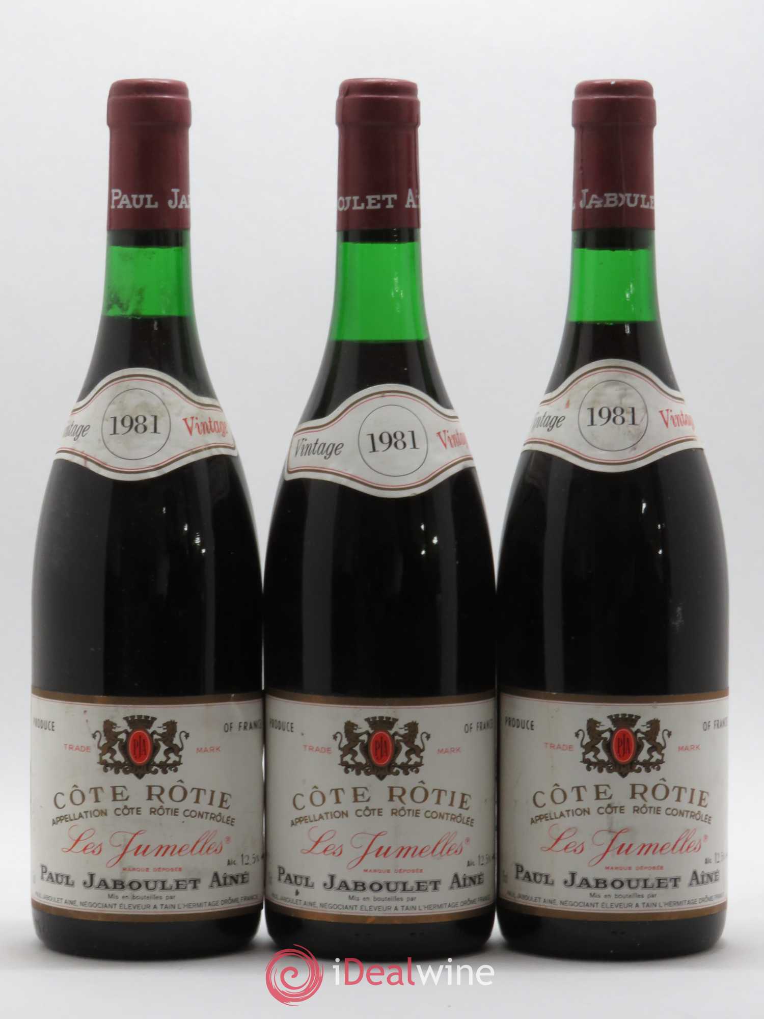 Côte-Rôtie Les Jumelles Paul Jaboulet Ainé 1981 - Lot de 3 bouteilles - 0