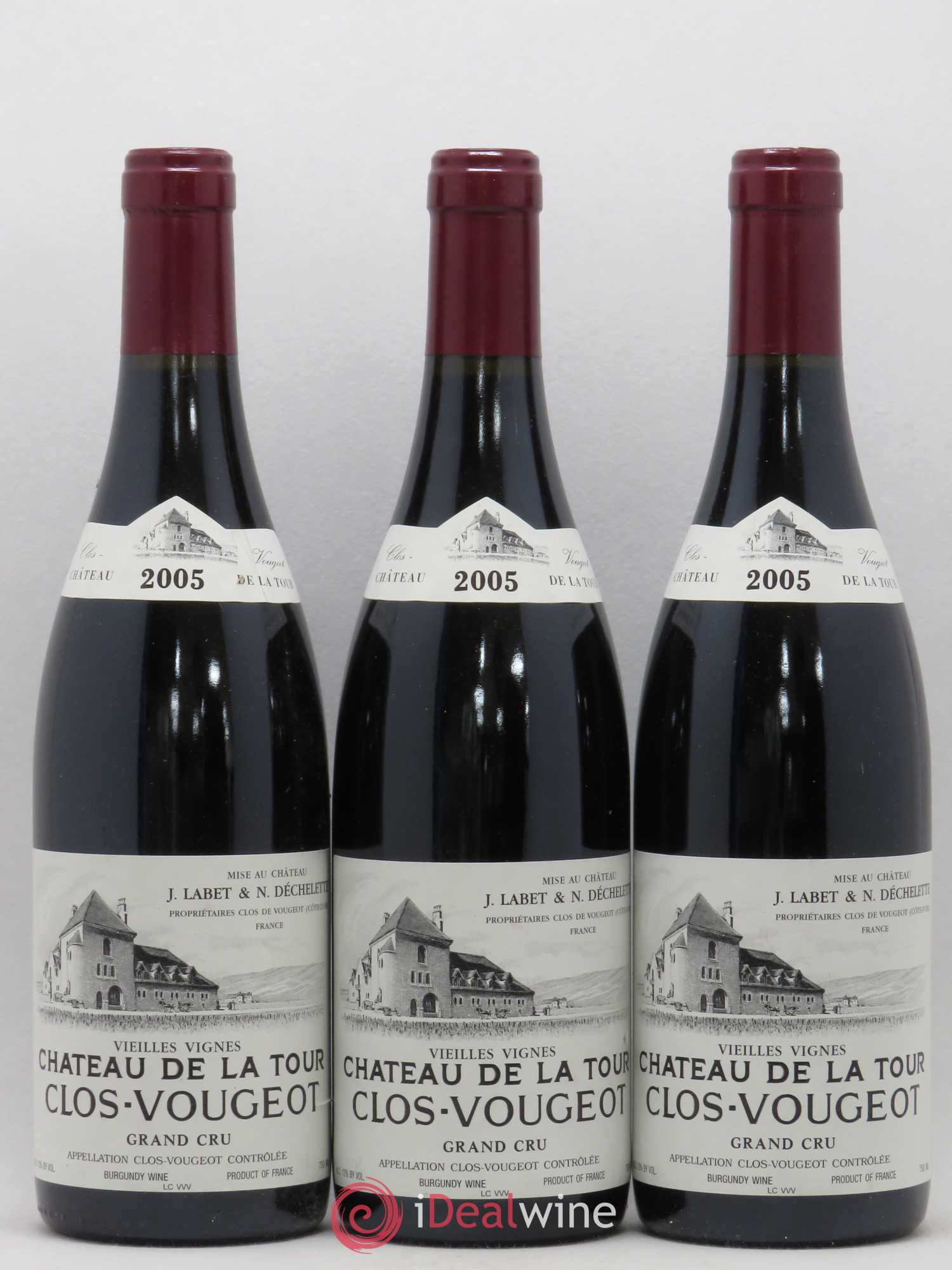 Clos de Vougeot Grand Cru Vieilles Vignes Château de La Tour 2005 - Lot de 3 bouteilles - 0
