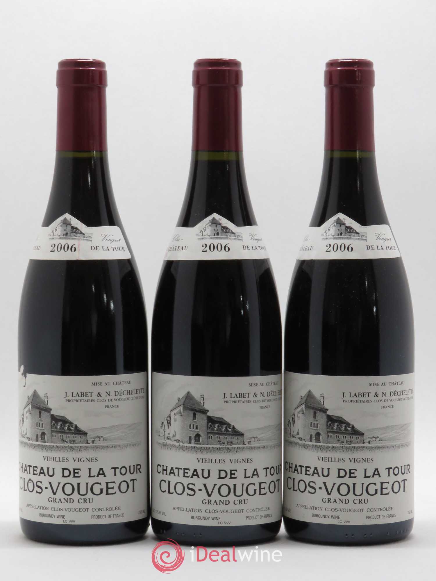 Clos de Vougeot Grand Cru Vieilles Vignes Château de La Tour 2006 - Lot de 3 bouteilles - 0