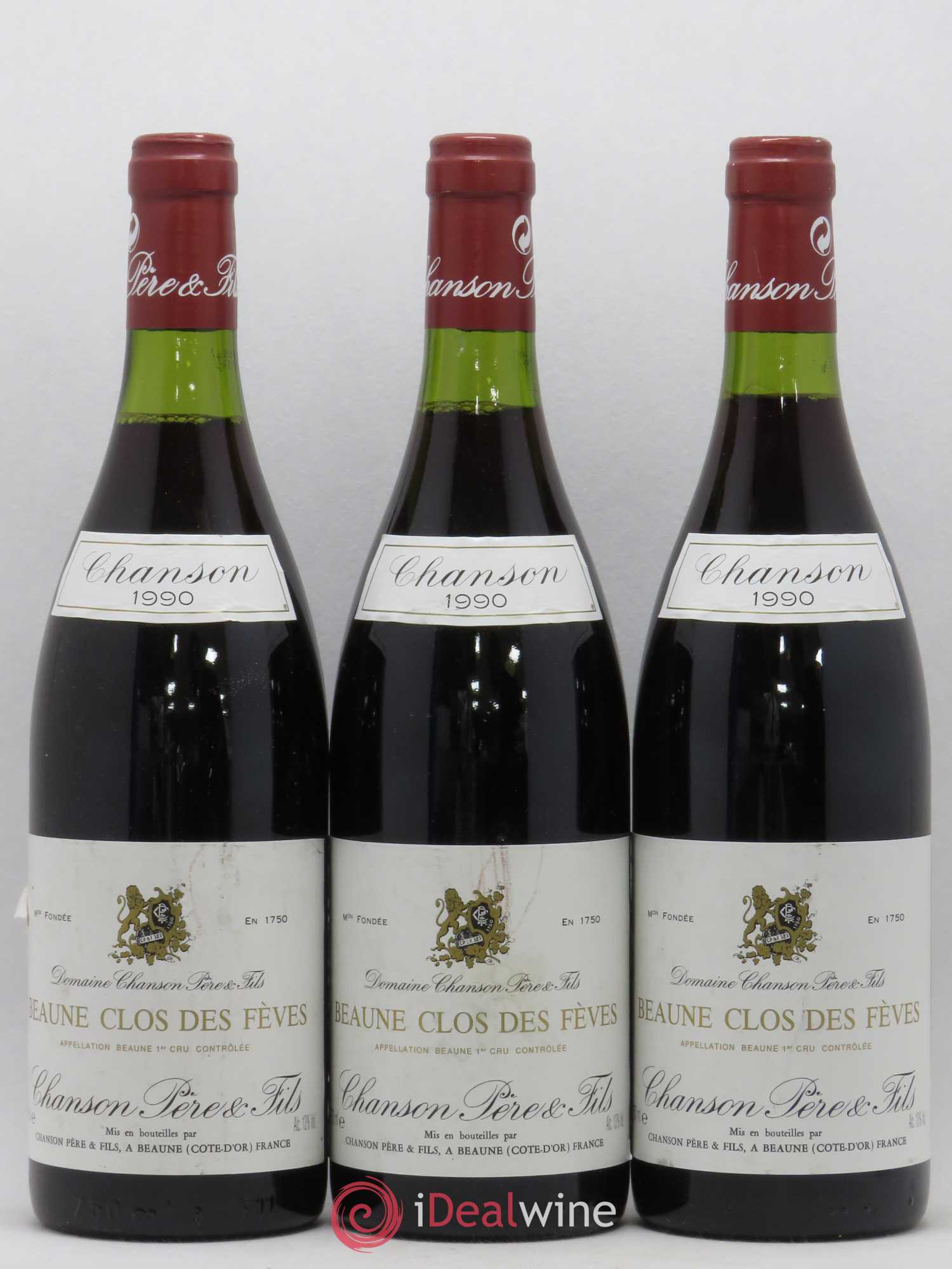 Beaune 1er Cru Clos des Fèves Chanson 1990 - Posten von 3 Flaschen - 0