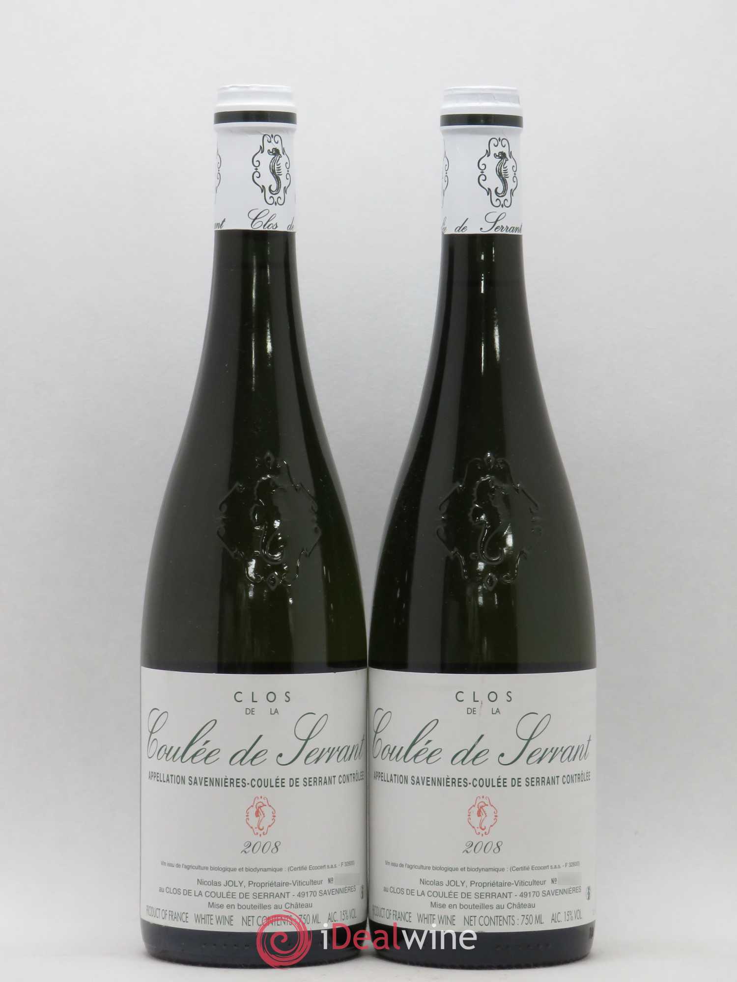 Savennières Clos de la Coulée de Serrant Vignobles de la Coulée de Serrant - Nicolas Joly 2008 - Lot de 2 bouteilles - 0