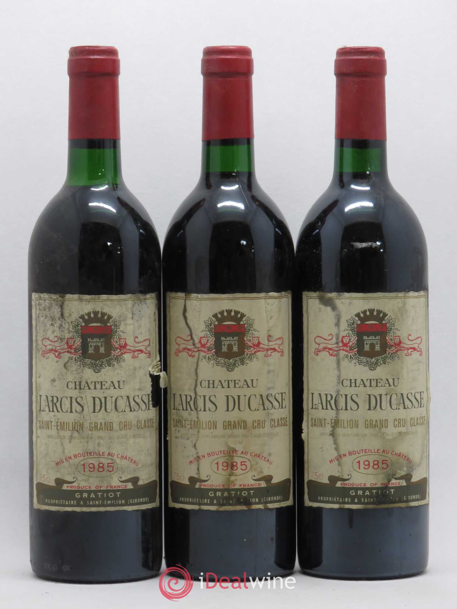 Château Larcis Ducasse 1er Grand Cru Classé B 1985 - Lot de 3 bouteilles - 0