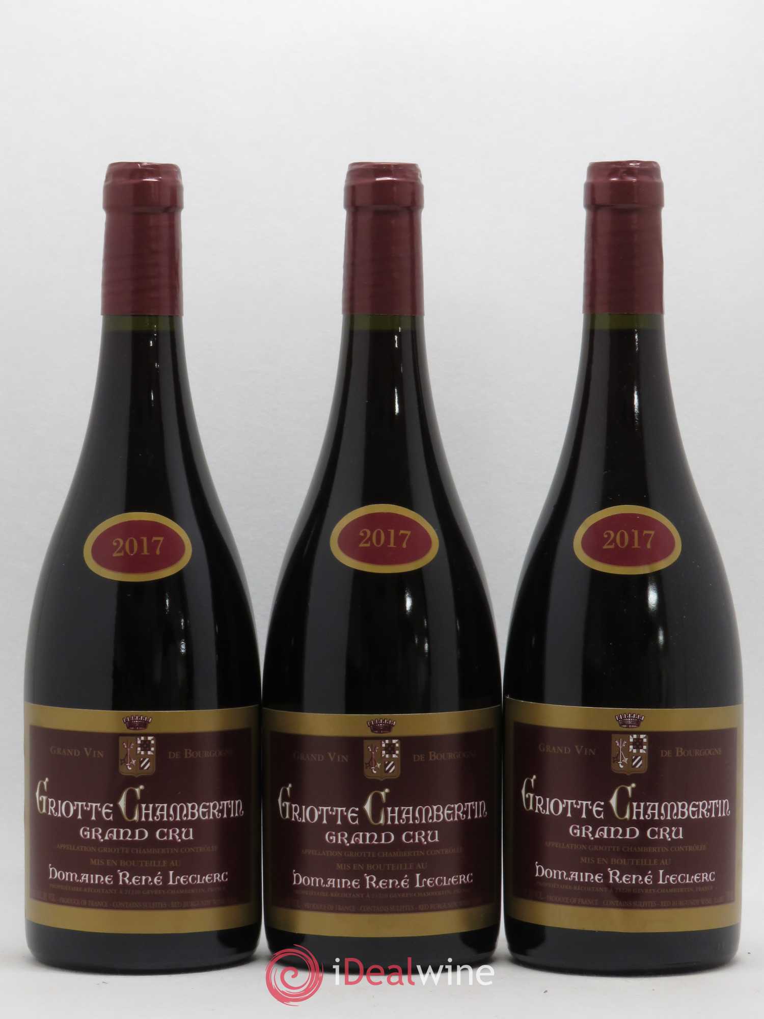 Griotte-Chambertin Grand Cru René Leclerc 2017 - Lot de 3 bouteilles - 0