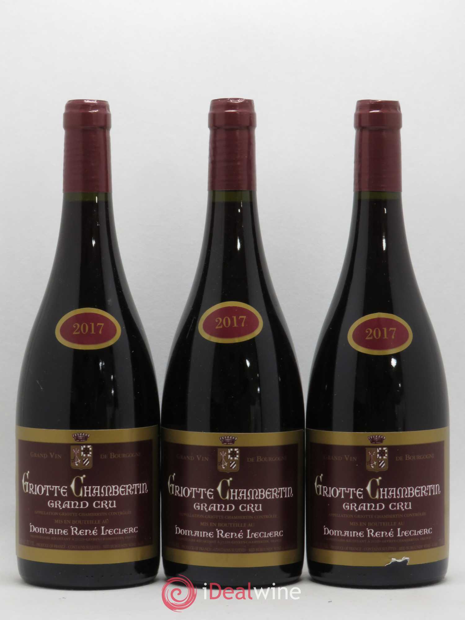 Griotte-Chambertin Grand Cru René Leclerc 2017 - Lot de 3 bouteilles - 0