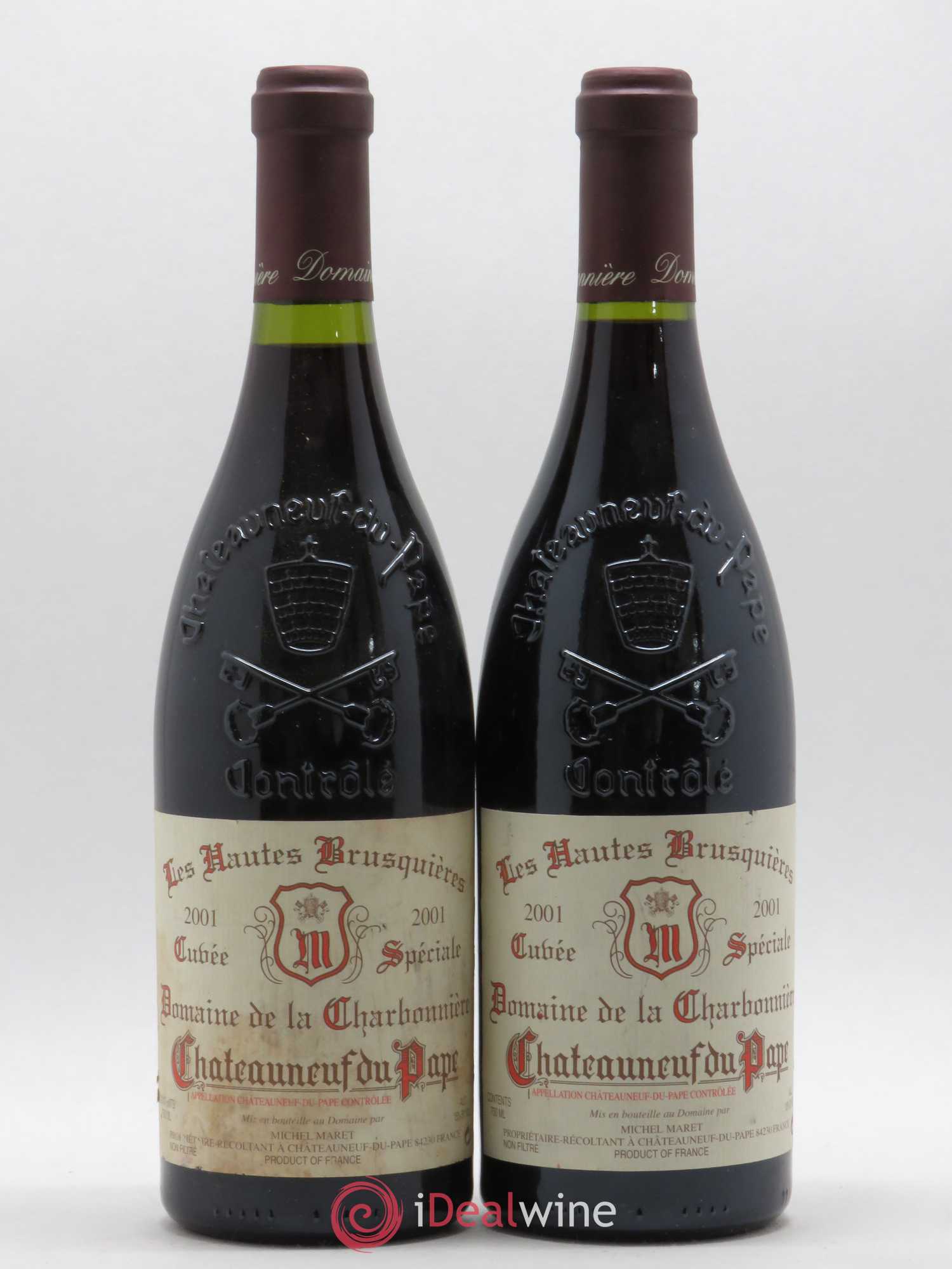 Châteauneuf-du-Pape Les Hautes Brusquières Cuvée Spéciale Domaine de La Charbonniere 2001 - Posten von 2 Flaschen - 0