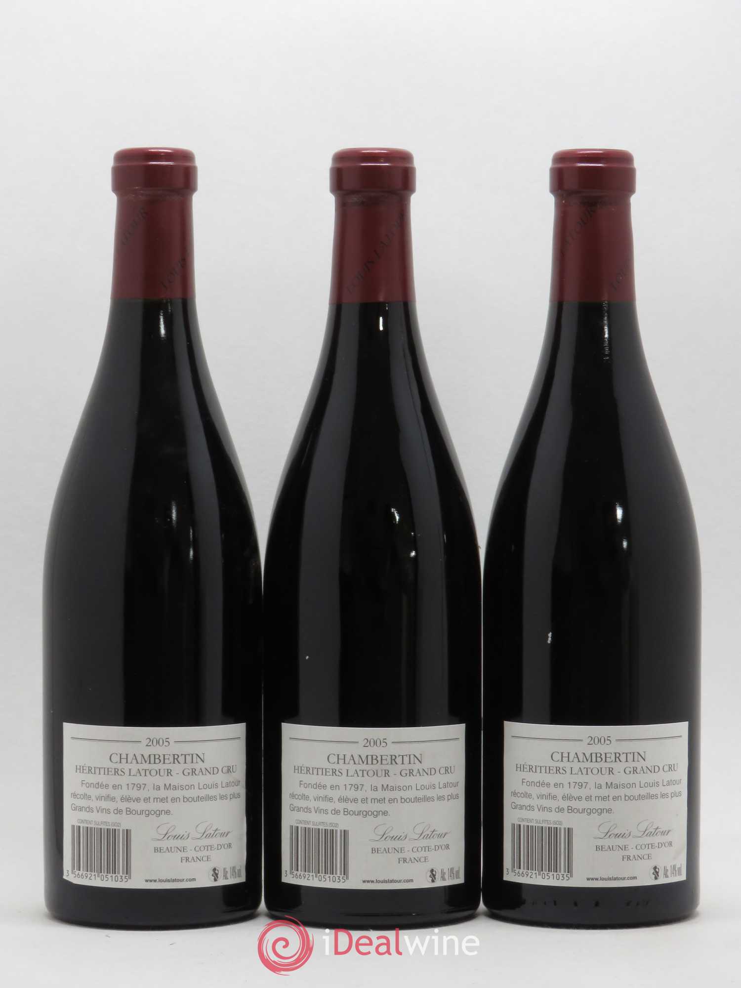 Chambertin Grand Cru Cuvée Héritiers Latour Louis Latour 2005 - Lot de 3 bouteilles - 1