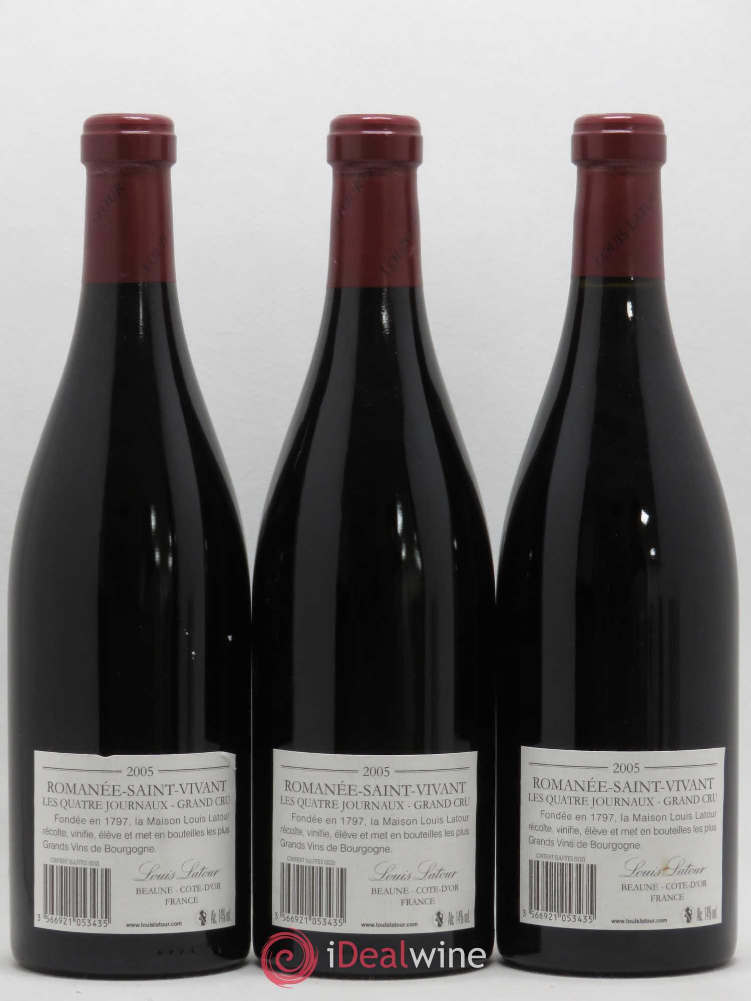 Romanée-Saint-Vivant Grand Cru Les Quatre Journaux Louis Latour 2005 - Lot de 3 bouteilles - 1
