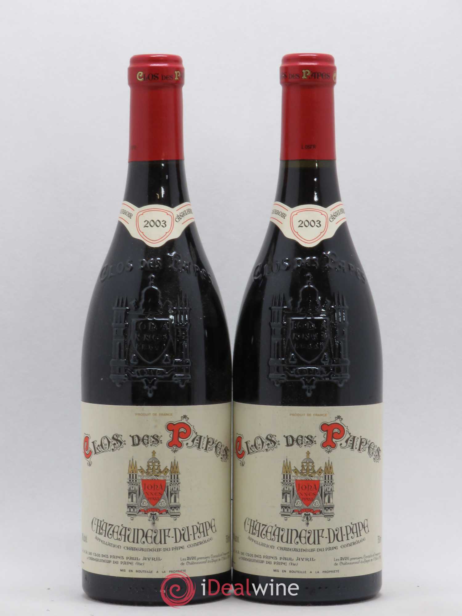 Châteauneuf-du-Pape Clos des Papes - Paul Avril 2003 - Lot de 2 bouteilles - 0