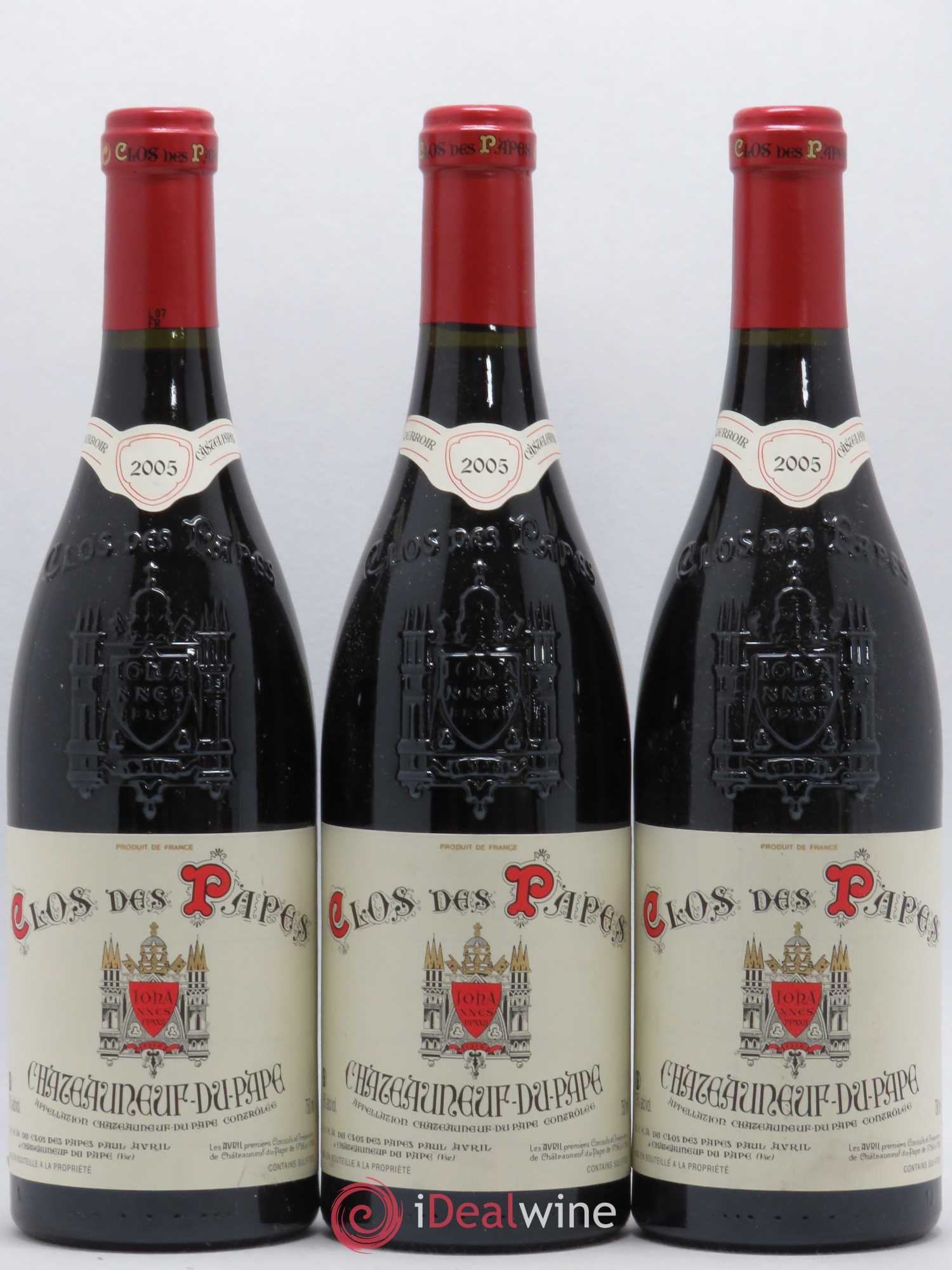 Châteauneuf-du-Pape Clos des Papes - Paul Avril 2005 - Lot de 3 bouteilles - 0