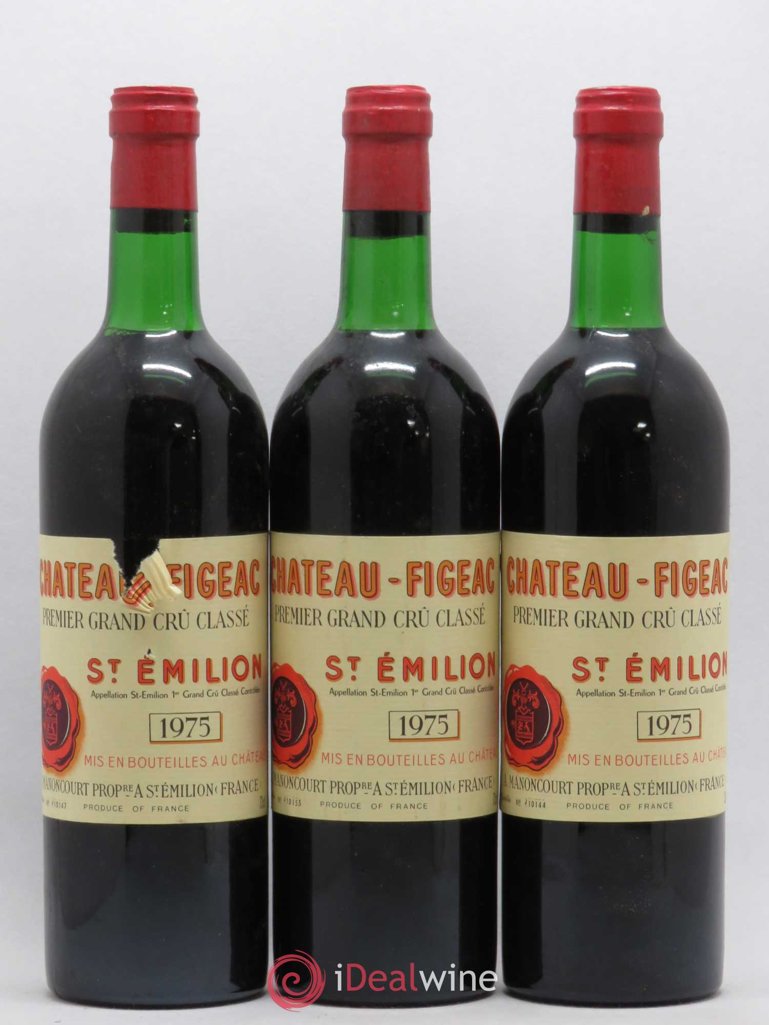 Château Figeac 1er Grand Cru Classé A 1975 - Lot de 3 bouteilles - 0
