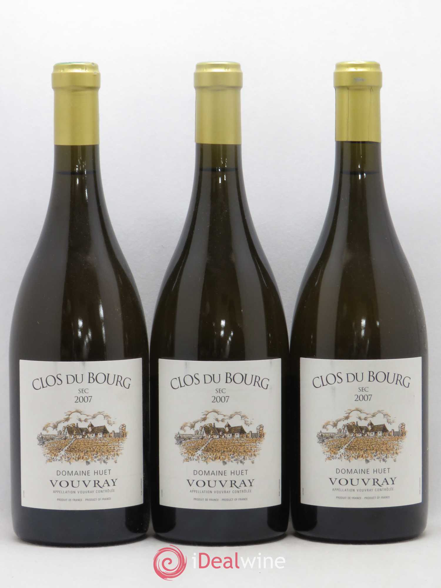 Vouvray Clos du Bourg Sec Domaine Huet 2007 - Lot de 3 bouteilles - 0