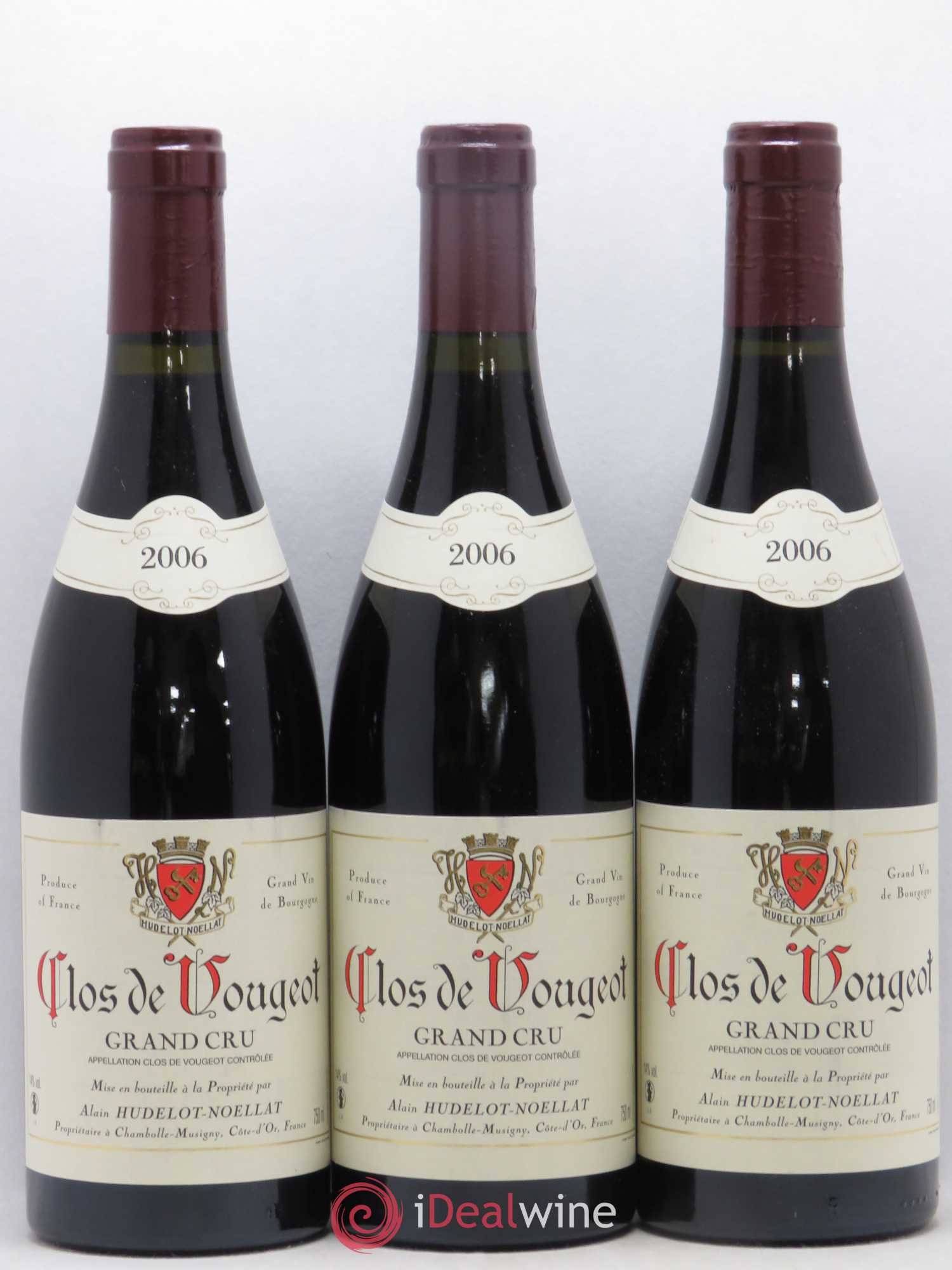 Clos de Vougeot Grand Cru Hudelot-Noëllat 2006 - Lot de 3 bouteilles - 0