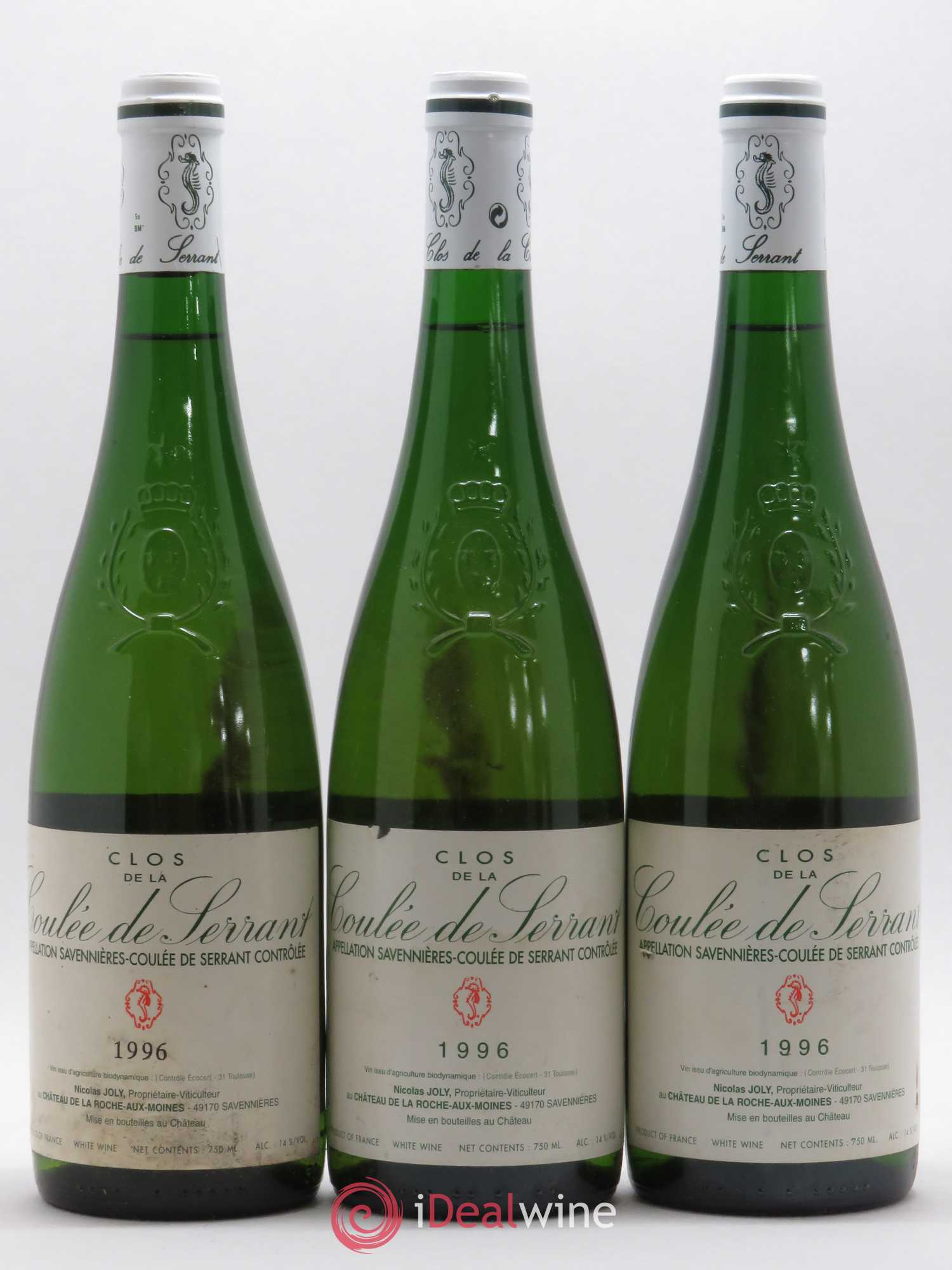 Savennières Clos de la Coulée de Serrant Vignobles de la Coulée de Serrant - Nicolas Joly 1996 - Lot de 3 bouteilles - 0