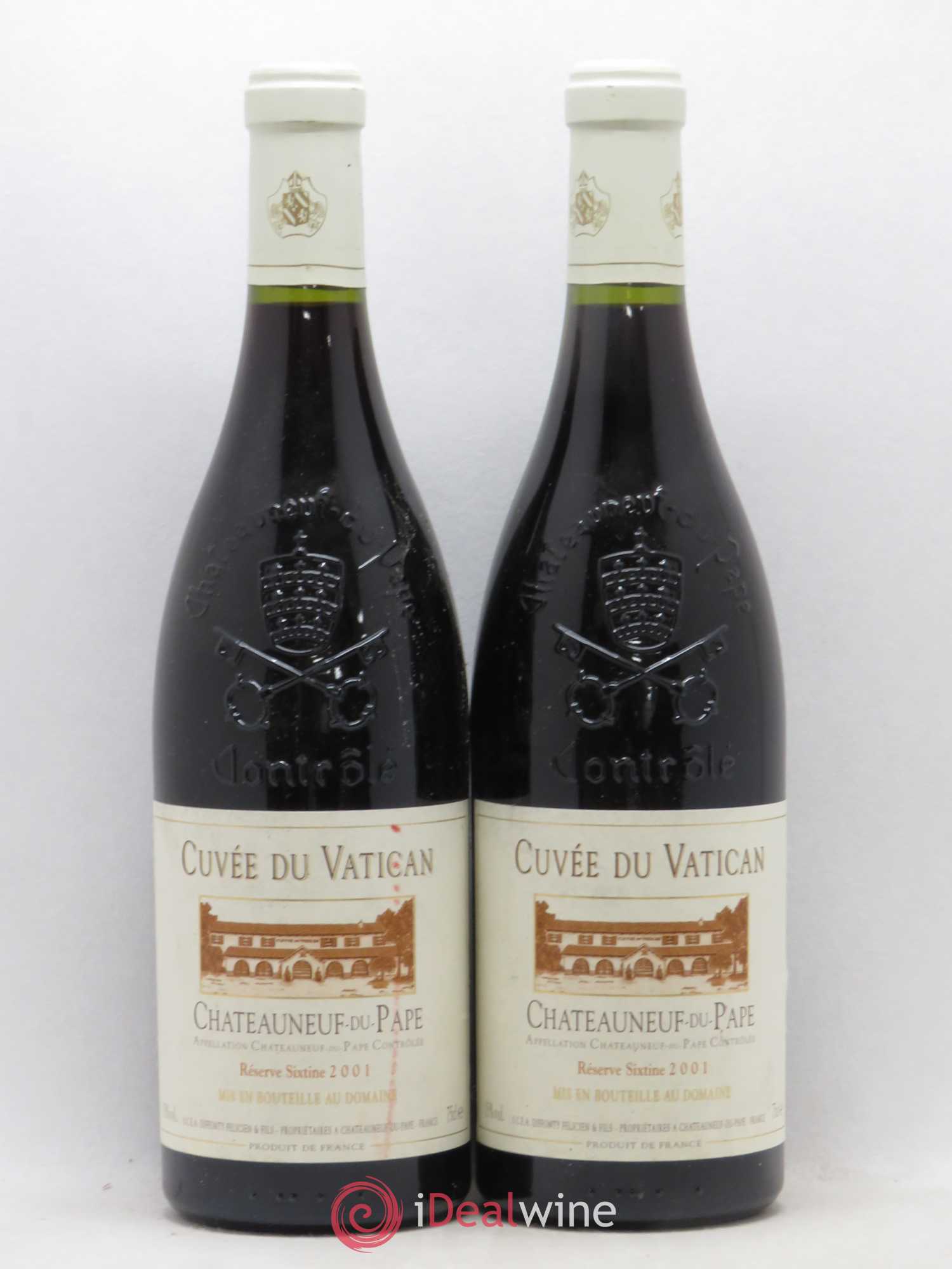 Châteauneuf-du-Pape Cuvée du Vatican Réserve Sixtine Famille Diffonty 2001 - Lot de 2 bouteilles - 0