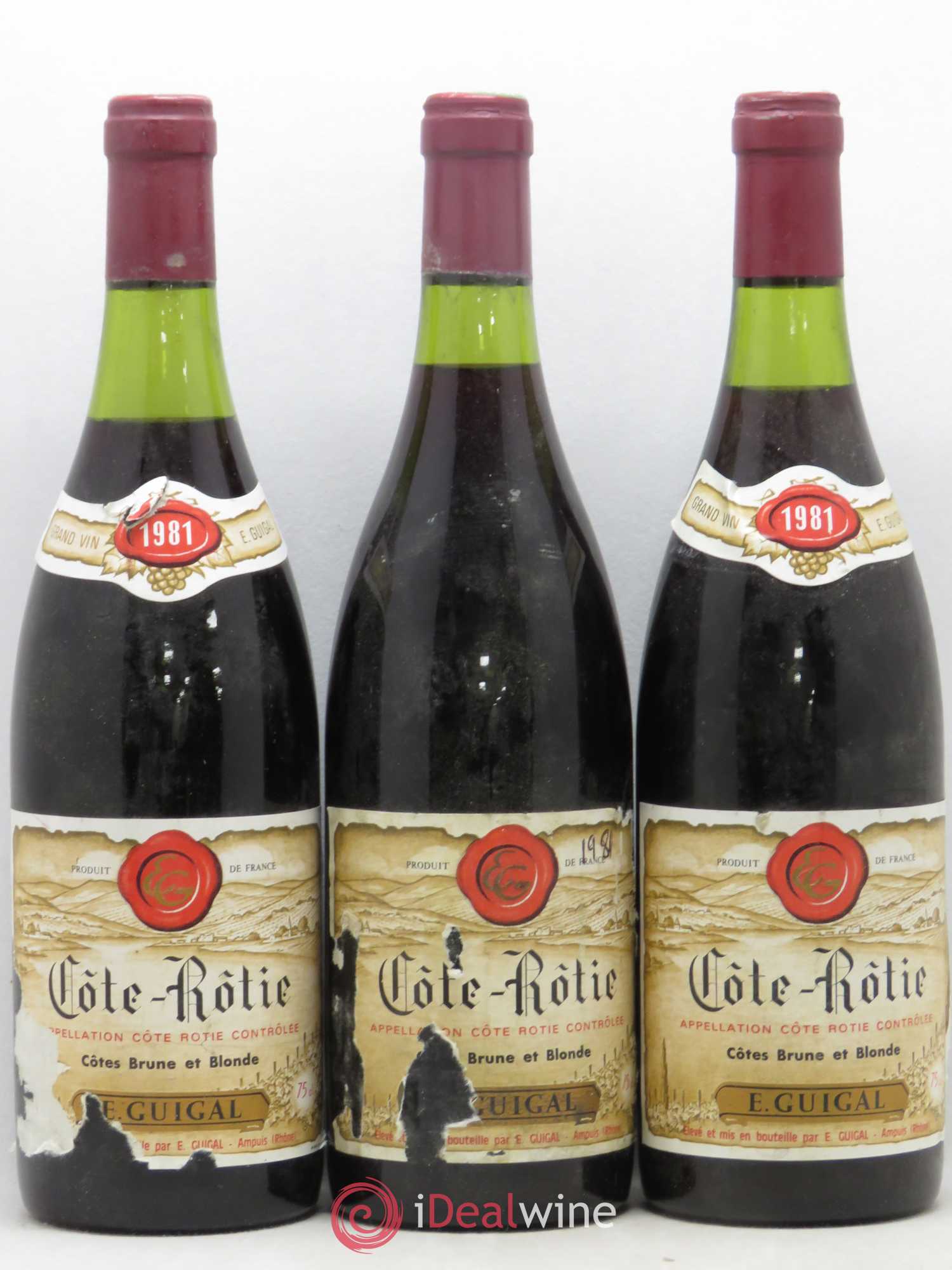 Côte-Rôtie Côtes Brune et Blonde Guigal 1981 - Lot de 3 bouteilles - 0