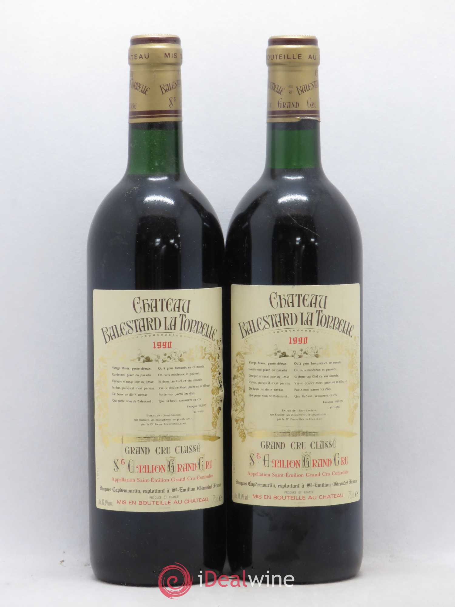 Château Balestard la Tonnelle Grand Cru Classé 1990 - Lot de 2 bouteilles - 0