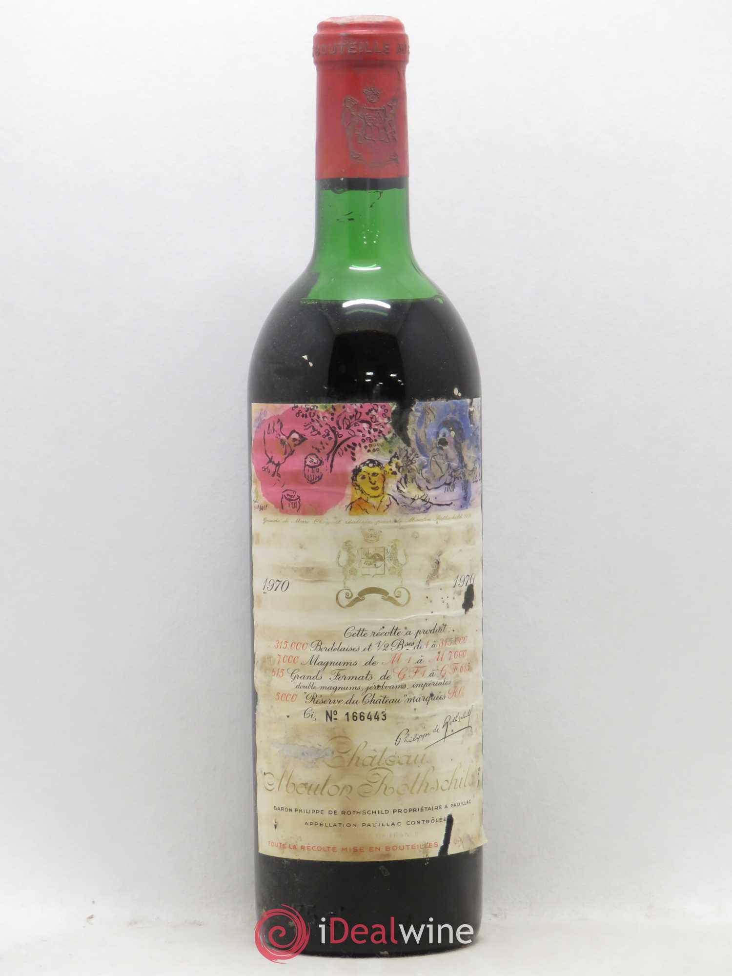 Château Mouton Rothschild 1er Grand Cru Classé 1970 - Lot de 1 bouteille - 0