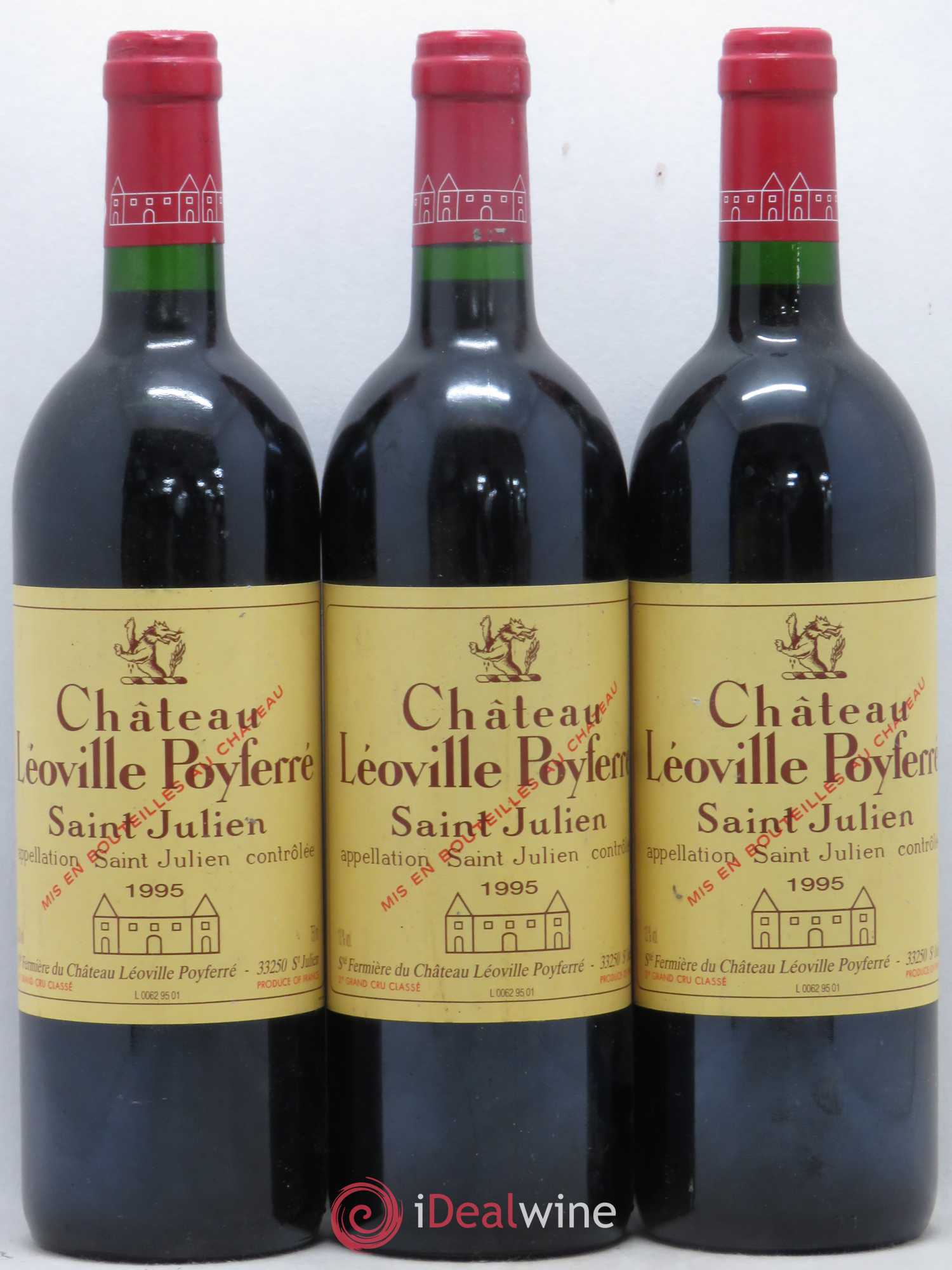 Château Léoville Poyferré 2ème Grand Cru Classé 1995 - Lot de 3 bouteilles - 0