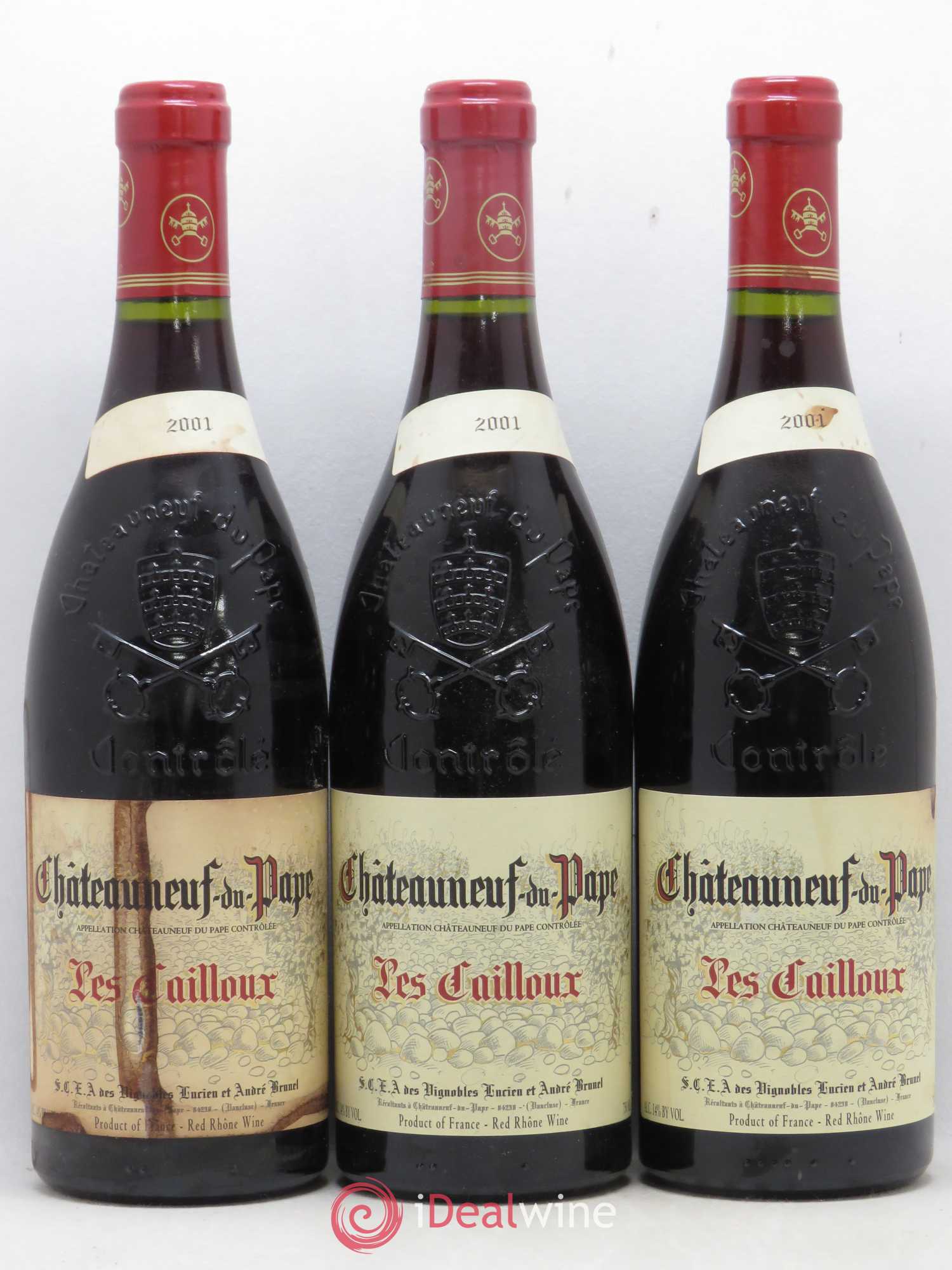Châteauneuf-du-Pape Les Cailloux André Brunel 2001 - Lot de 3 bouteilles - 0