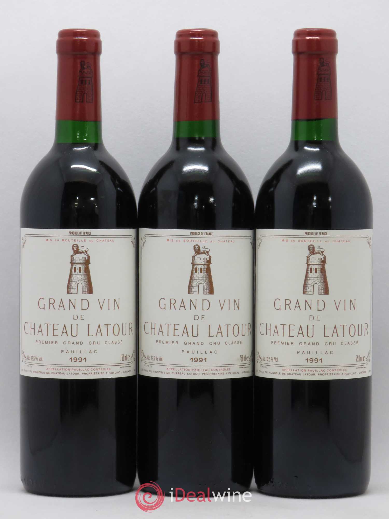 Château Latour 1er Grand Cru Classé 1991 - Lot de 3 bouteilles - 0