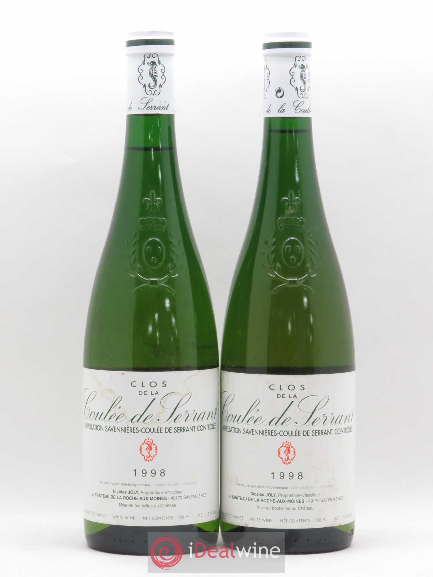 Savennières Clos de la Coulée de Serrant Vignobles de la Coulée de Serrant - Nicolas Joly (sans prix de réserve) 1998 - Lot de 2 bouteilles - 0