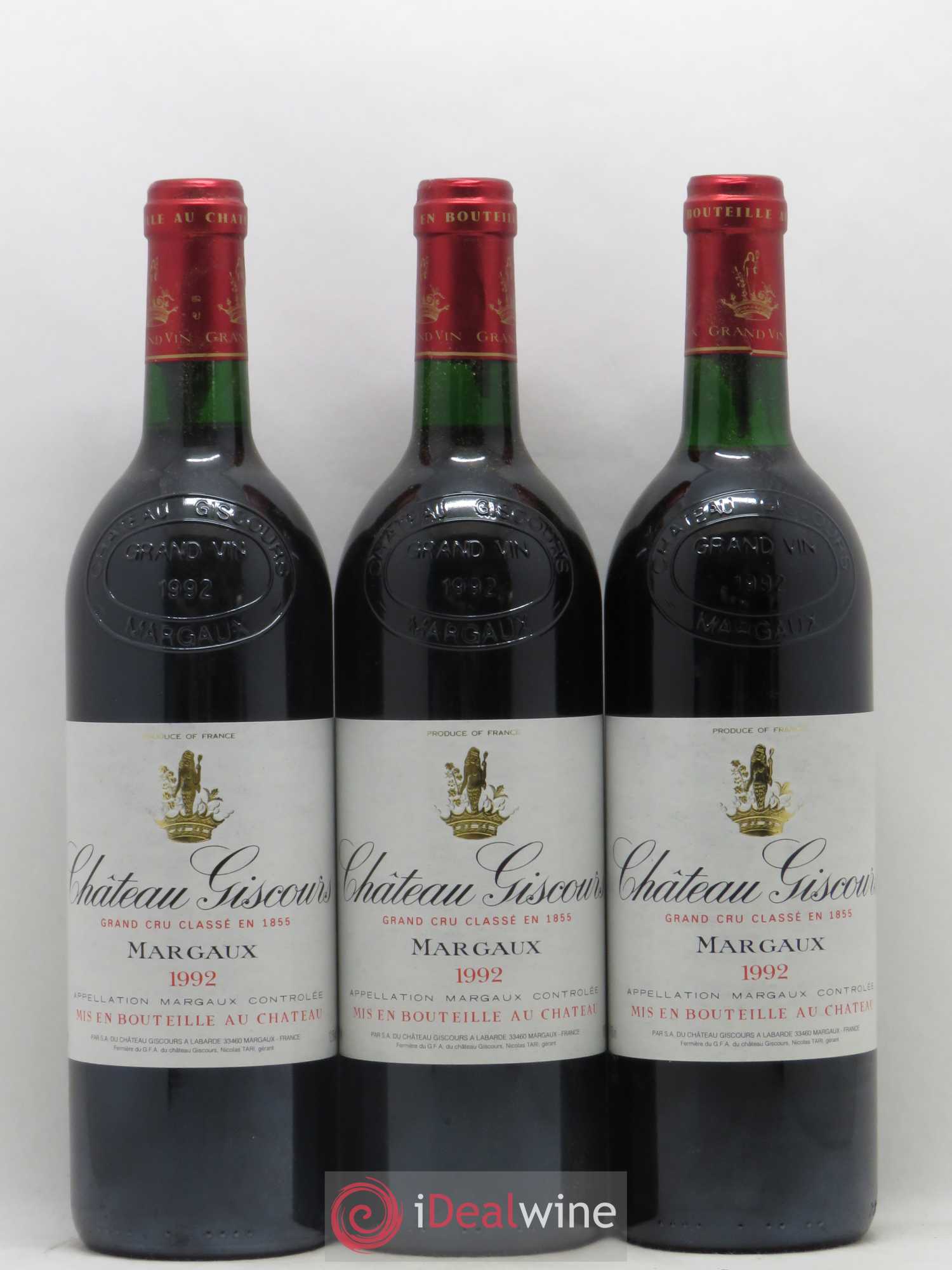 Château Giscours 3ème Grand Cru Classé (sans prix de réserve) 1992 - Lot de 3 bouteilles - 0