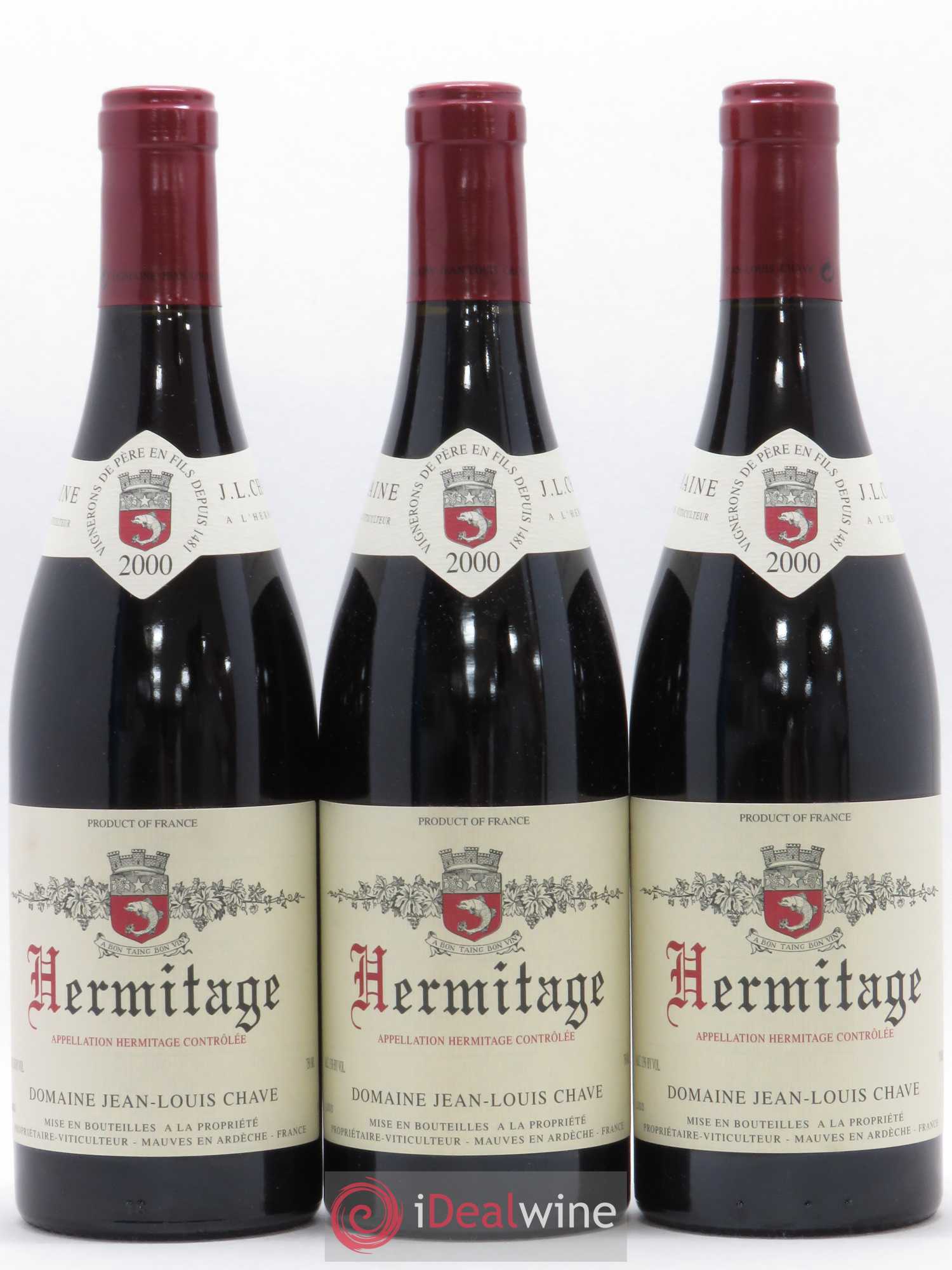 Hermitage Jean-Louis Chave 2000 - Lot de 3 bouteilles - 0