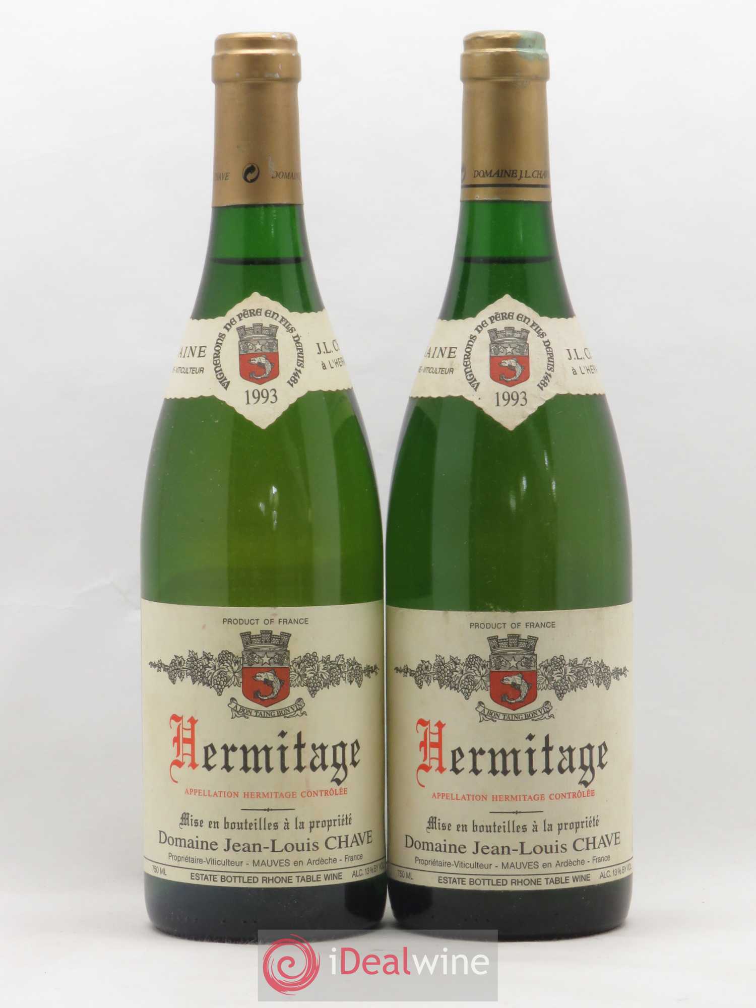 Hermitage Jean-Louis Chave (senza prezzo di riserva) (senza prezzo di riserva) 1993 - Lotto di 2 bottiglie - 0