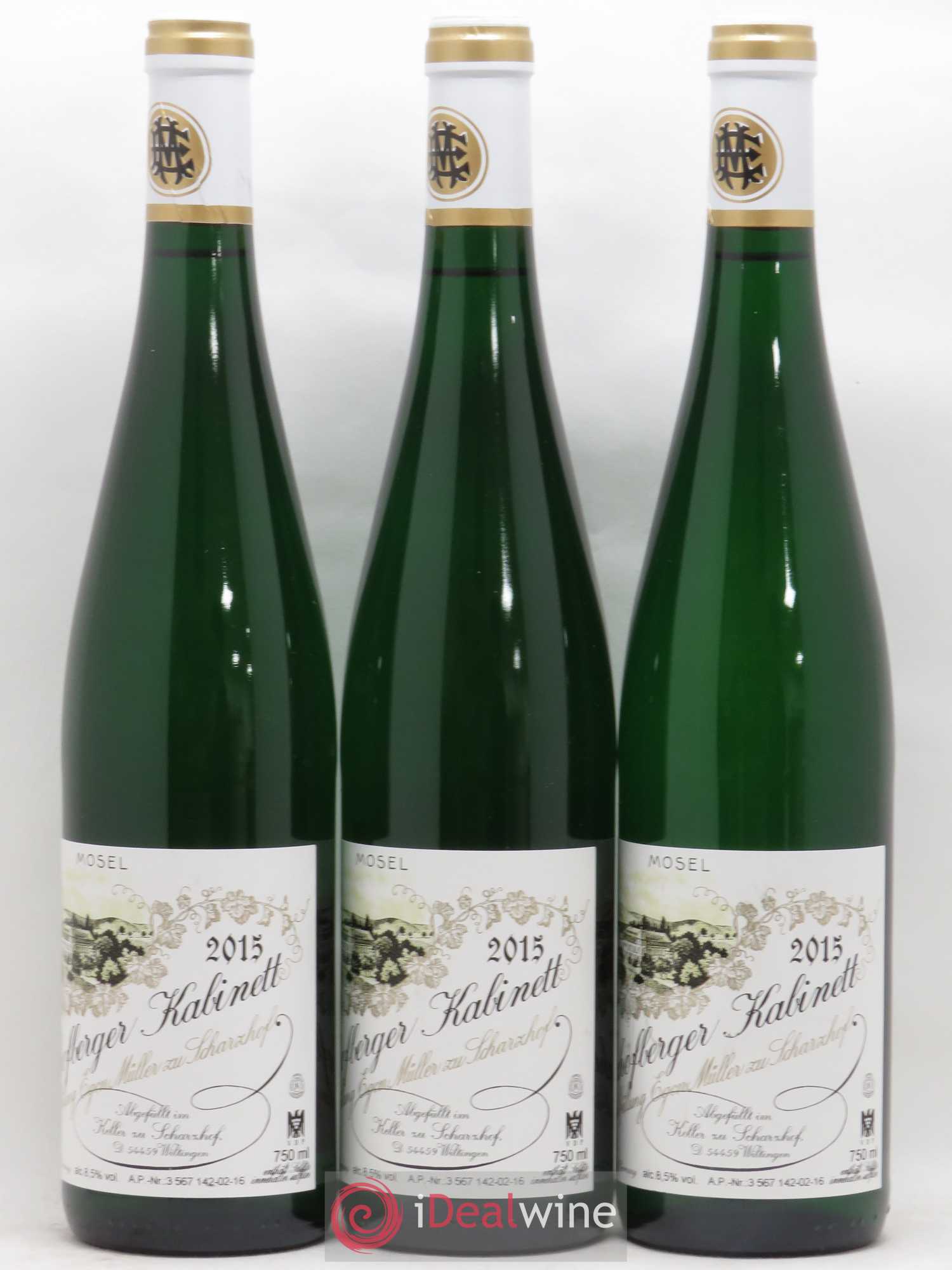 Riesling Scharzhofberger Kabinett Egon Muller (sans prix de réserve) 2015 - Lot de 3 bouteilles - 1