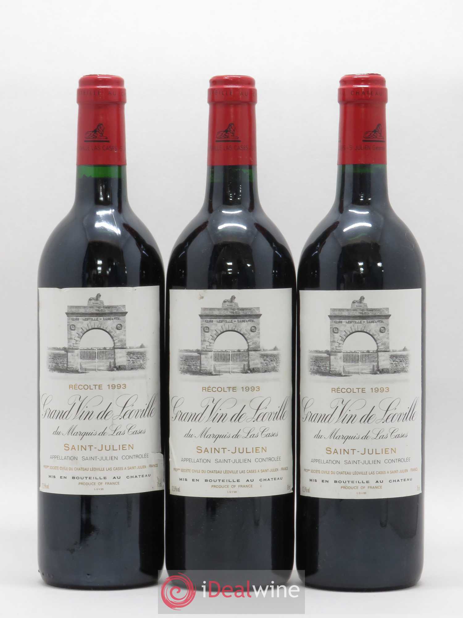 Château Léoville Las Cases 2ème Grand Cru Classé (sans prix de réserve) 1993 - Lot de 3 bouteilles - 0