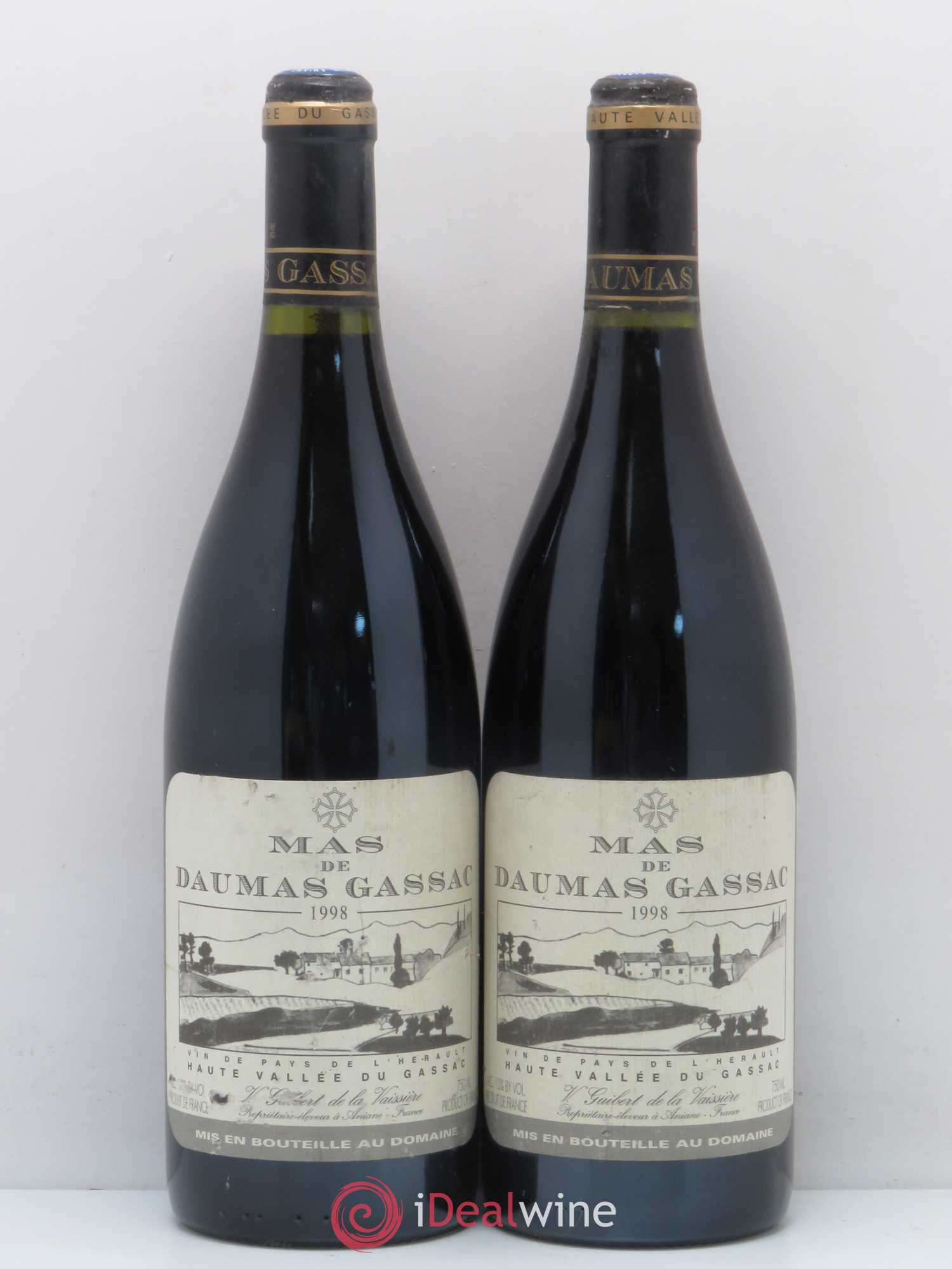 Saint-Guilhem-le-Désert - Cité d'Aniane Mas Daumas Gassac Famille Guibert de La Vaissière (sans prix de réserve) 1998 - Lot de 2 bouteilles - 0