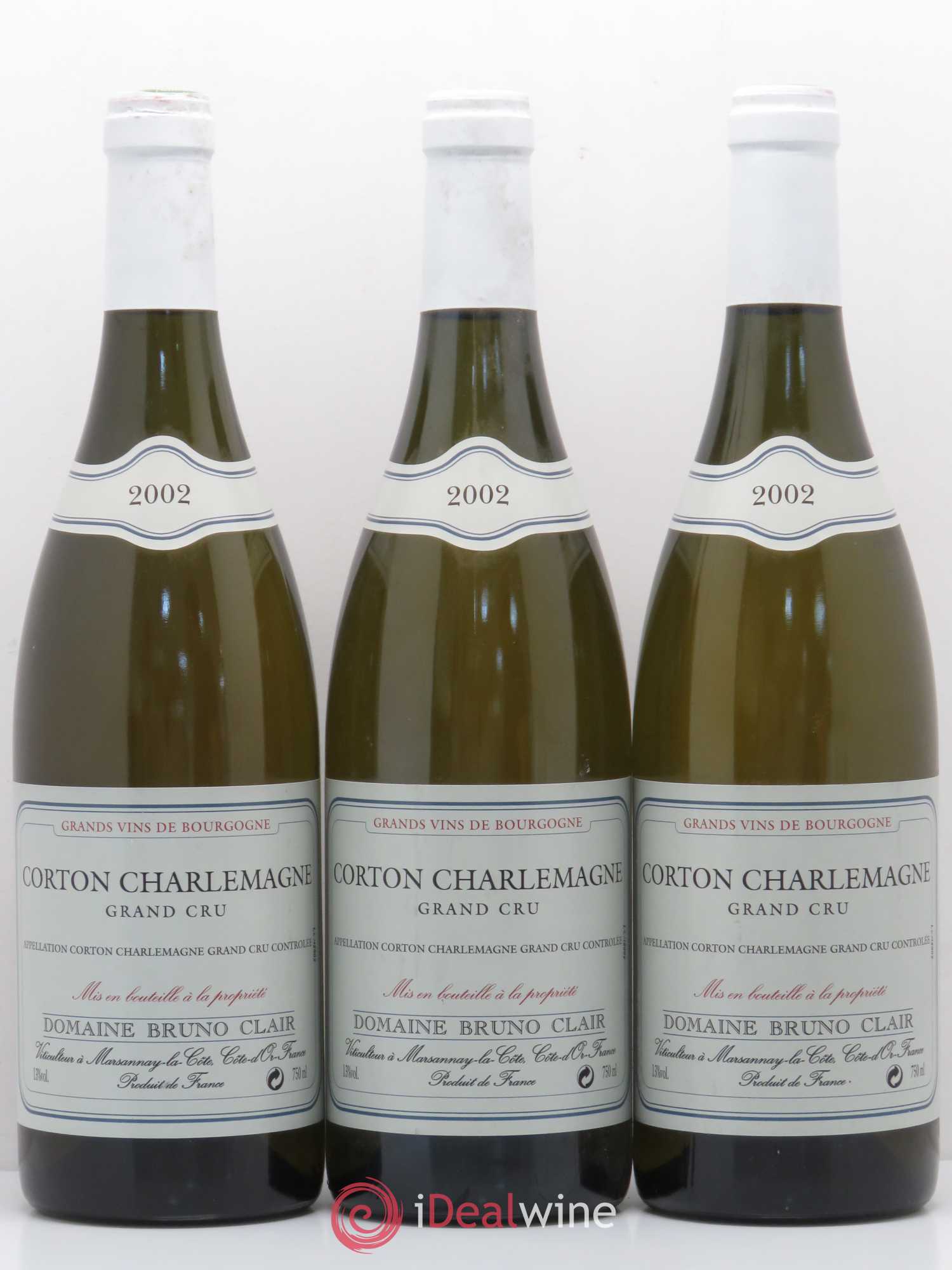 Corton-Charlemagne Grand Cru Bruno Clair (Domaine) (sans prix de réserve) 2002 - Lot de 3 bouteilles - 0