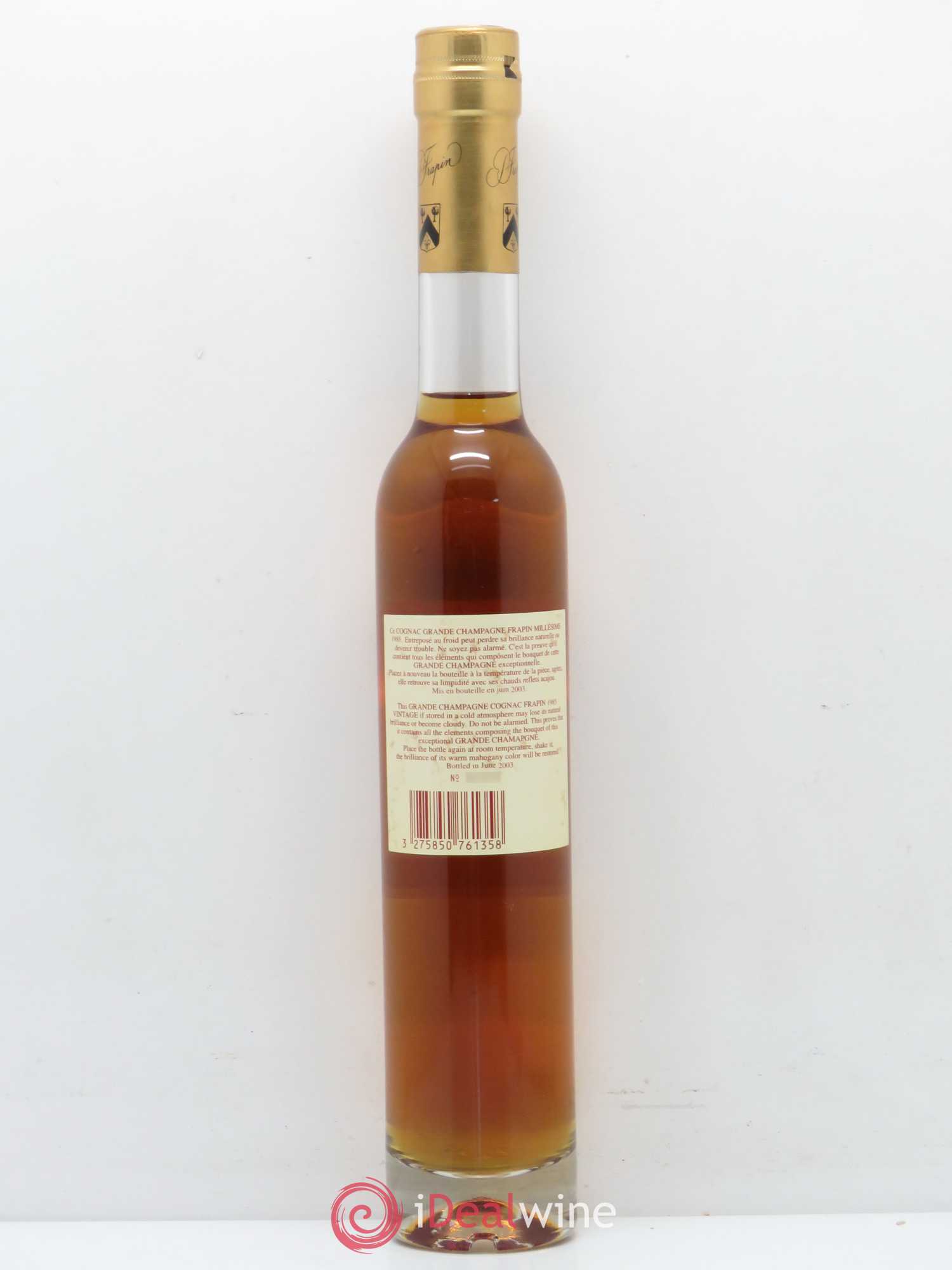 Cognac Grande Champagne 18 ans d'age Frapin (sans prix de réserve) - Posten von 1 Demi-Flasche - 1