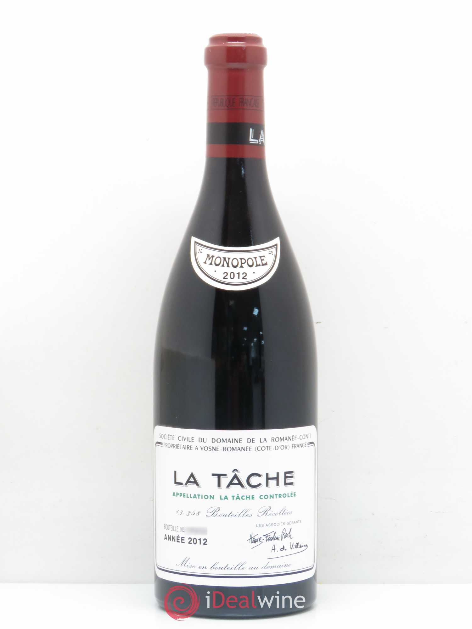 La Tâche Grand Cru Domaine de la Romanée-Conti 2012 - Lot de 1 bouteille - 0