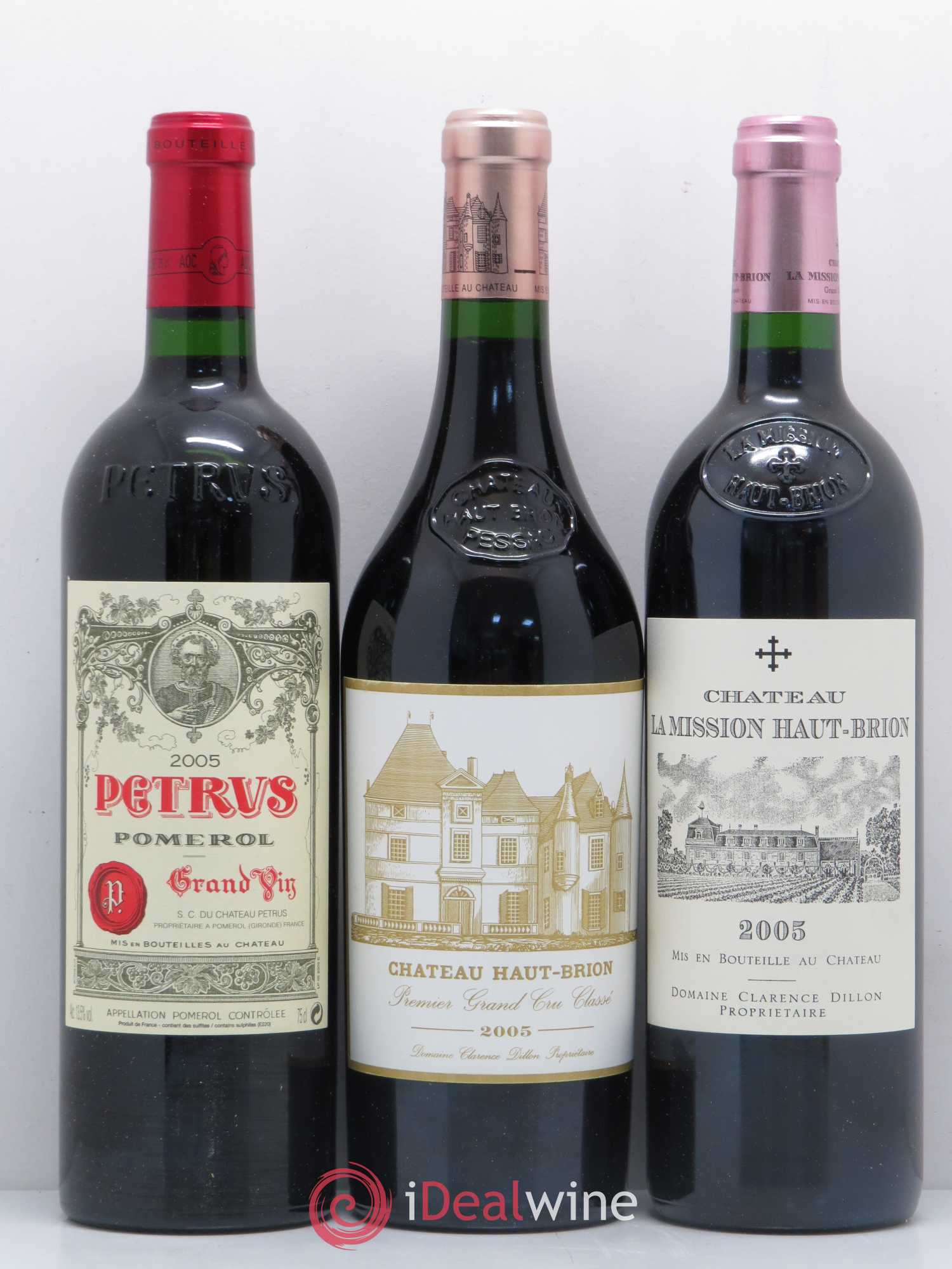 Caisse Duclot Haut Brion - Latour -Margaux - Mouton Rothschild - Mission Haut Brion - Yquem - Pétrus - Cheval Blanc -Lafite Rothschild 2005 - Posten von 9 Flaschen - 1