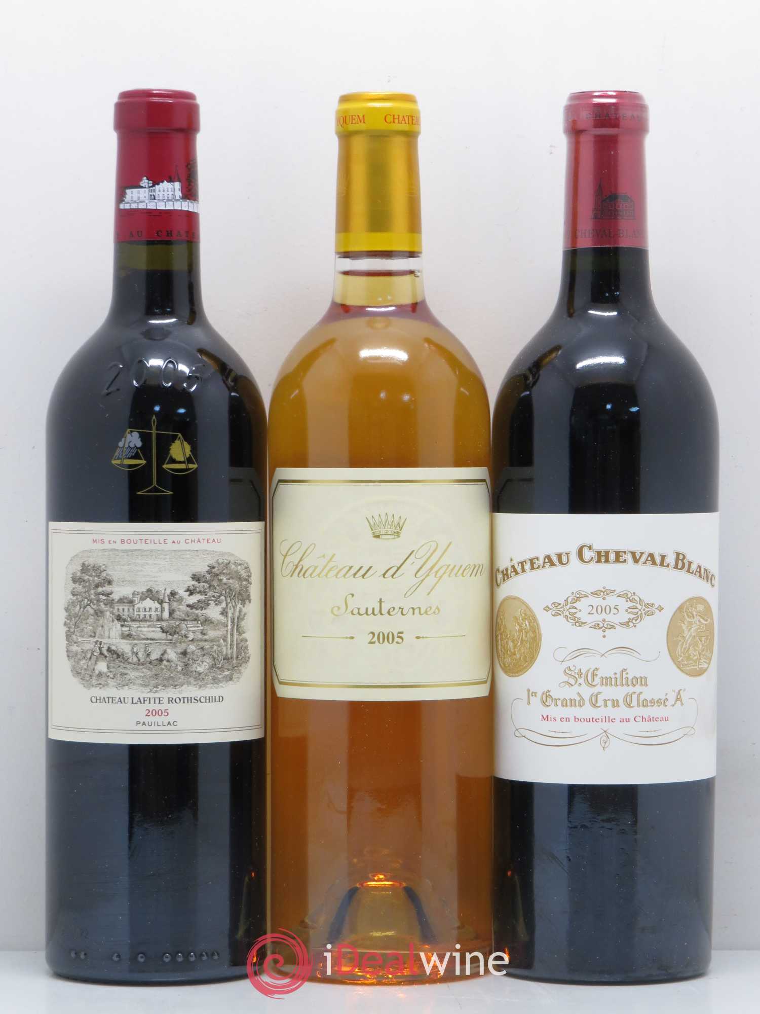 Caisse Duclot Haut Brion - Latour -Margaux - Mouton Rothschild - Mission Haut Brion - Yquem - Pétrus - Cheval Blanc -Lafite Rothschild 2005 - Posten von 9 Flaschen - 3