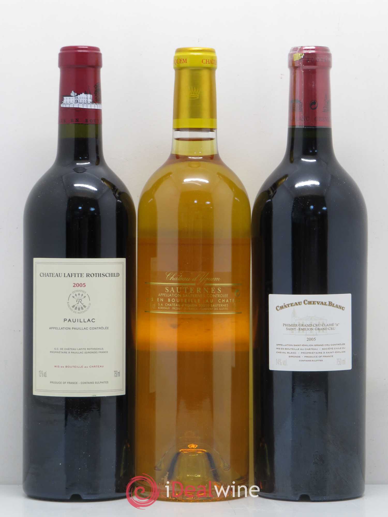 Caisse Duclot Haut Brion - Latour -Margaux - Mouton Rothschild - Mission Haut Brion - Yquem - Pétrus - Cheval Blanc -Lafite Rothschild 2005 - Posten von 9 Flaschen - 4