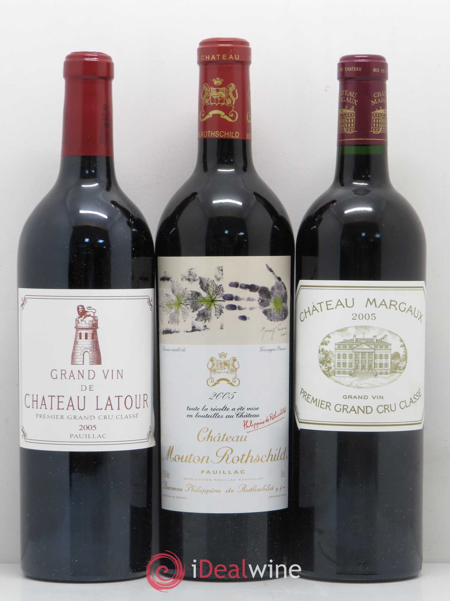 Caisse Duclot Haut Brion - Latour -Margaux - Mouton Rothschild - Mission Haut Brion - Yquem - Pétrus - Cheval Blanc -Lafite Rothschild 2005 - Posten von 9 Flaschen - 5