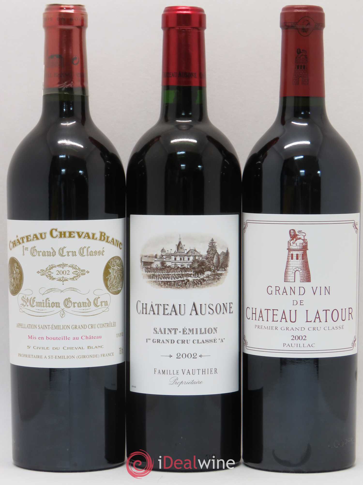 Caisse Duclot Prestige (Cheval Blanc - Ausone - Latour - Petrus - Haut Brion - La Mission Haut Brion - Margaux - Lafite Rothschild - Mouton Rothschild) 2002 - Posten von 1 Flasche - 2