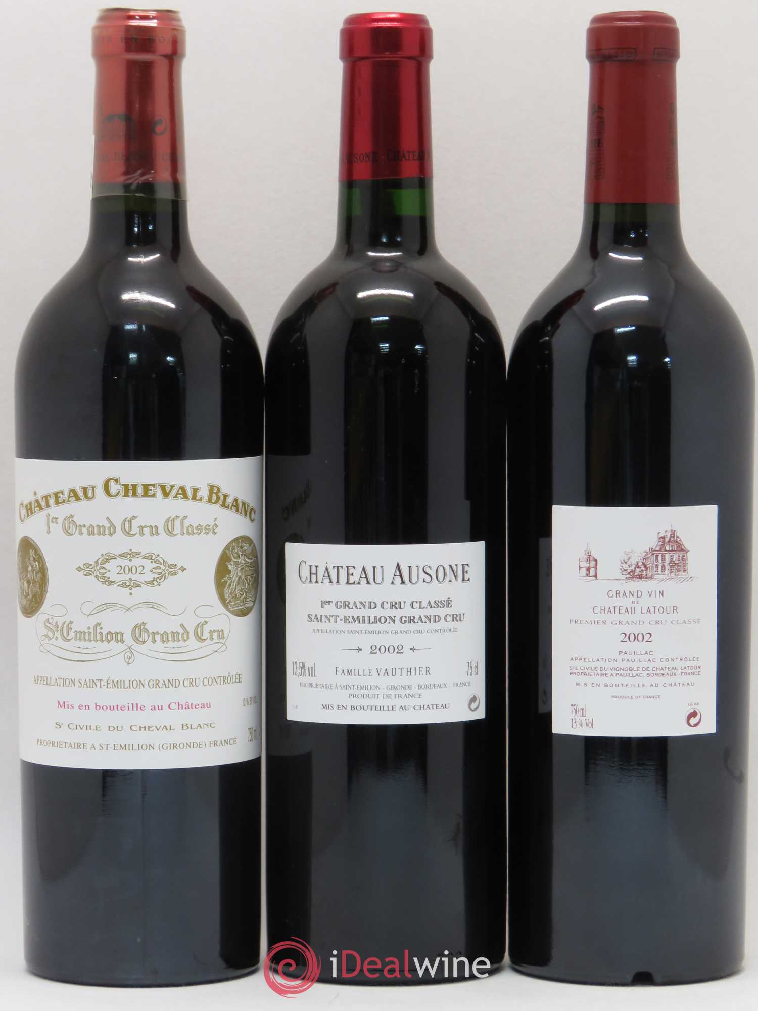 Caisse Duclot Prestige (Cheval Blanc - Ausone - Latour - Petrus - Haut Brion - La Mission Haut Brion - Margaux - Lafite Rothschild - Mouton Rothschild) 2002 - Posten von 1 Flasche - 3