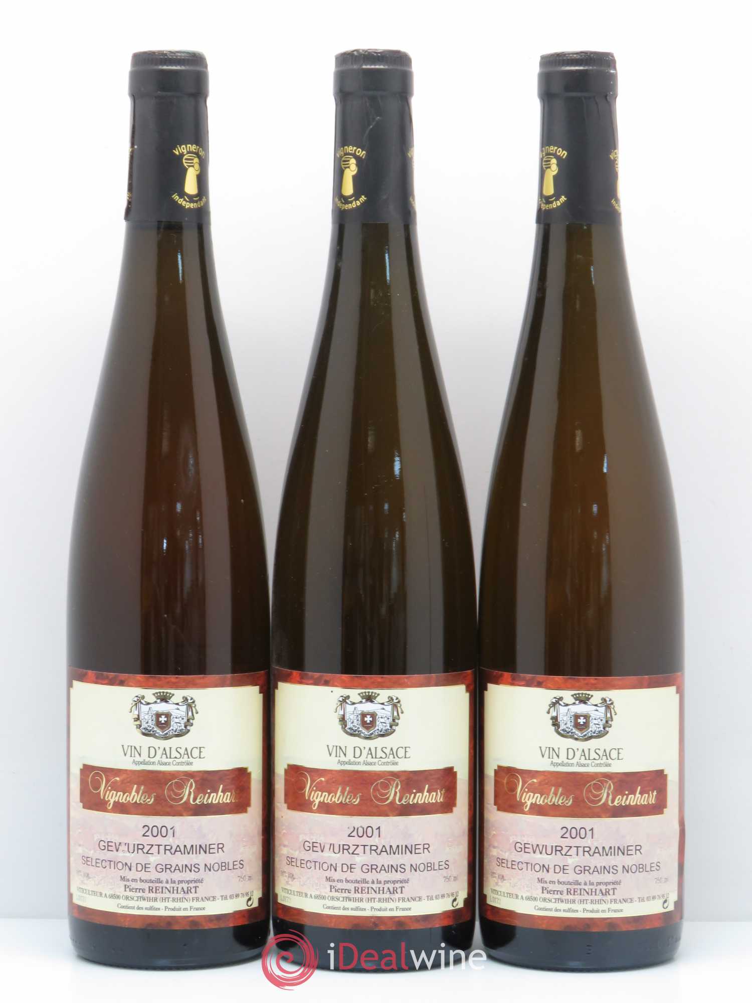 Gewurztraminer Sélection de Grains Nobles Reinhart (sans prix de réserve) 2001 - Lotto di 3 bottiglie - 0
