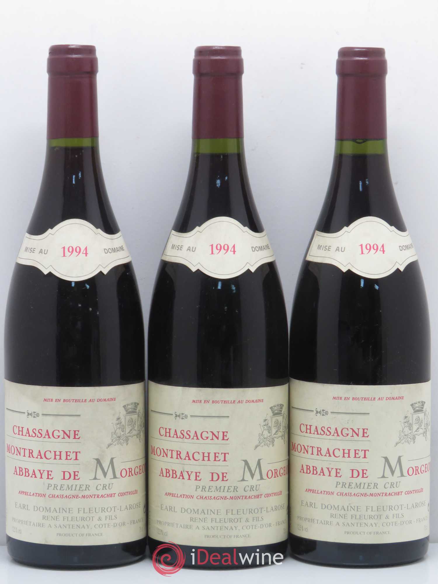 Chassagne-Montrachet 1er Cru Abbaye de Morgeot Fleurot Larose (sans prix de réserve) 1994 - Lotto di 3 bottiglie - 0
