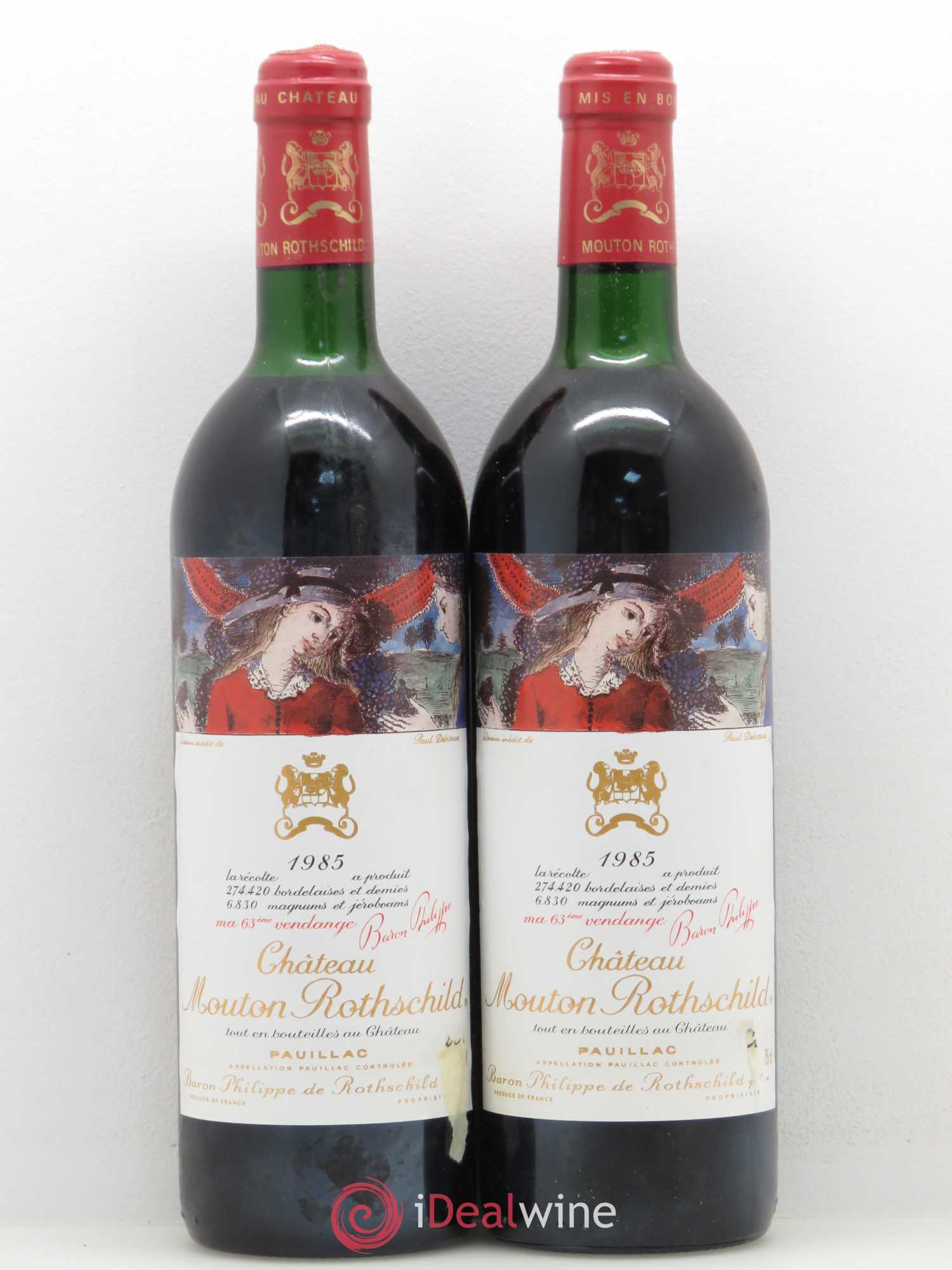 Château Mouton Rothschild 1er Grand Cru Classé 1985 - Lot de 2 bouteilles - 0