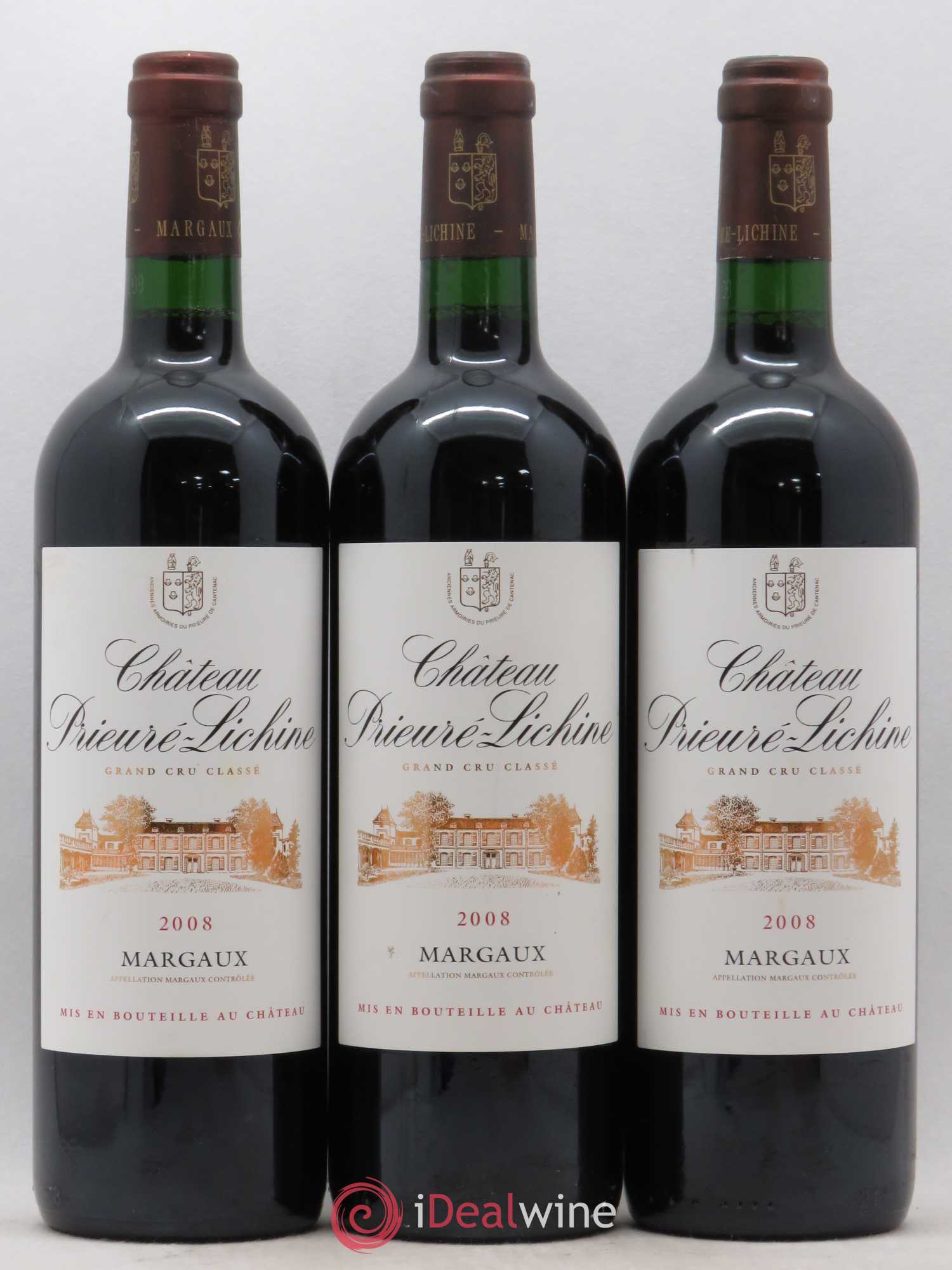 Château Prieuré Lichine 4ème Grand Cru Classé (sans prix de réserve) 2008 - Lot de 3 bouteilles - 0