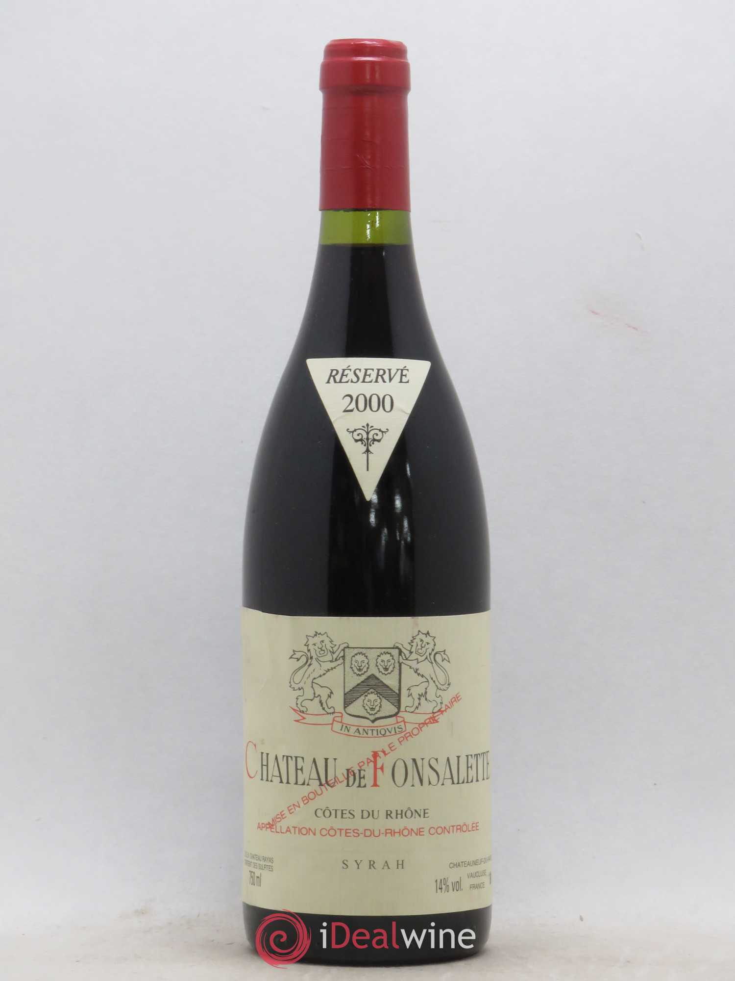 Côtes-du-Rhône Cuvée Syrah Château de Fonsalette (sans prix de réserve) 2000 - Lot de 1 bouteille - 0