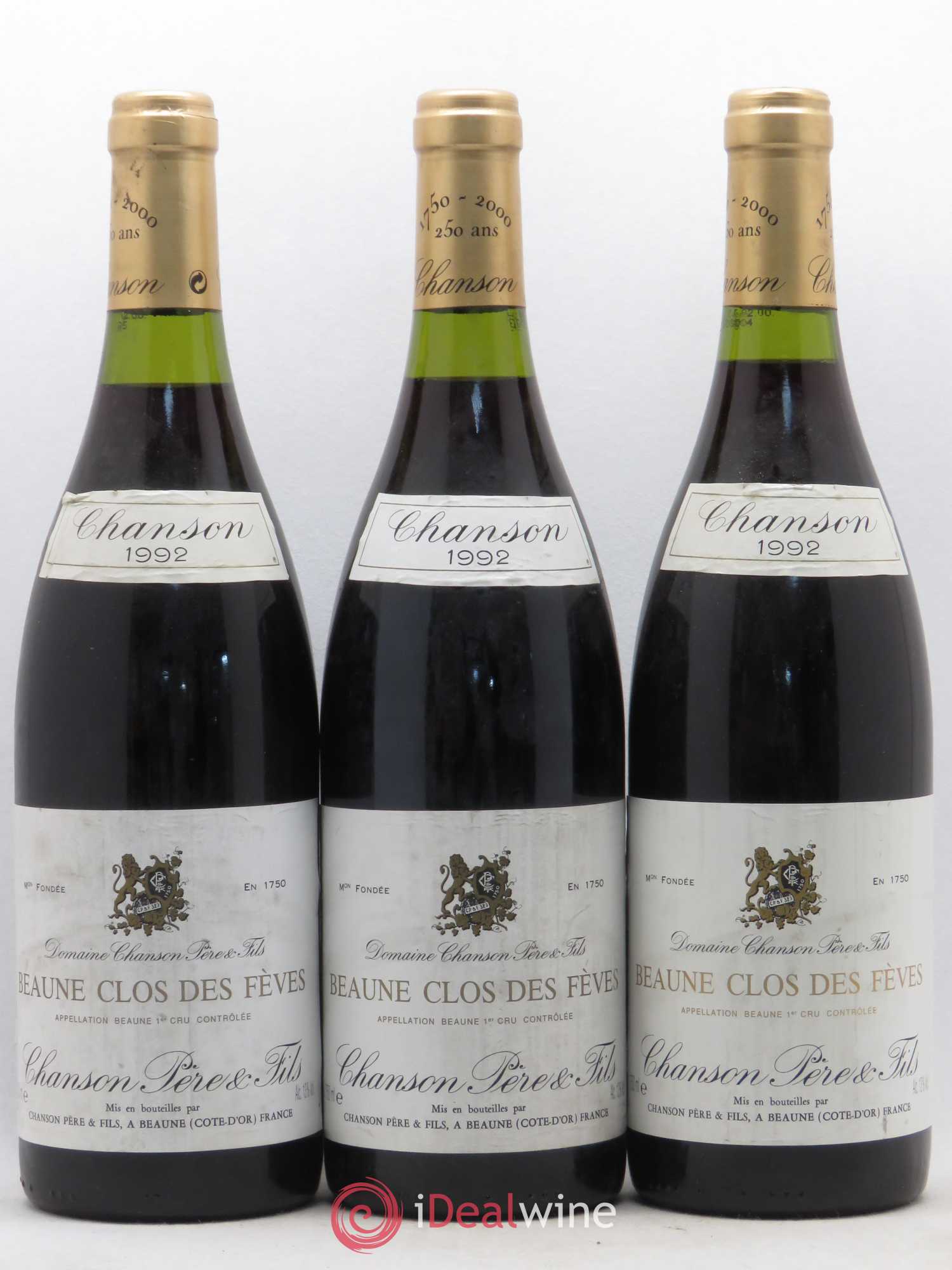 Beaune 1er Cru Clos des Fèves Chanson (sans prix de réserve) 1992 - Posten von 6 Flaschen - 1
