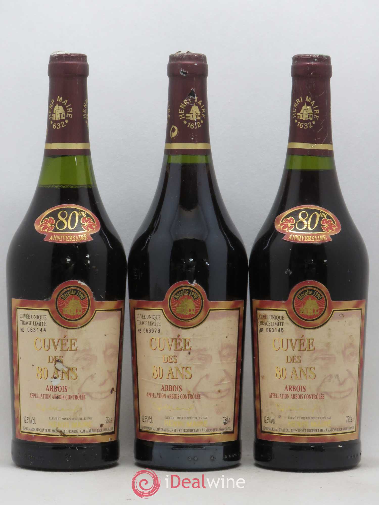 Arbois Cuvée des 80 ans Henri Maire 1990 - Posten von 3 Flaschen - 0