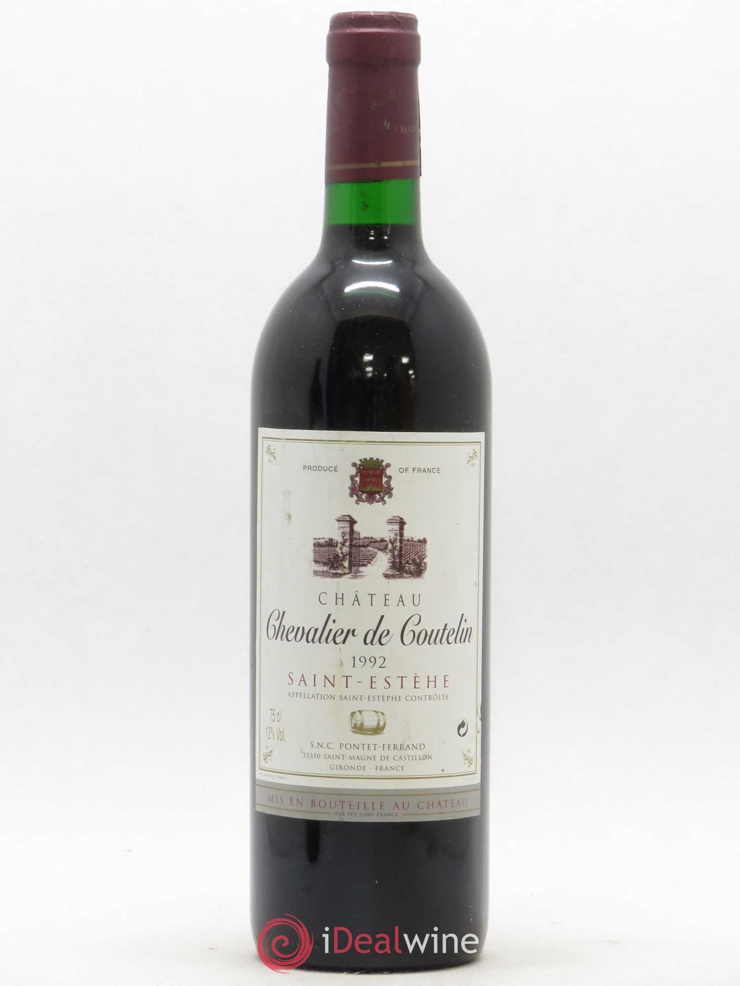 Saint-Estèphe Château Chevalier de Coutelin (sans prix de réserve) (sans prix de réserve) 1992 - Posten von 1 Flasche - 0